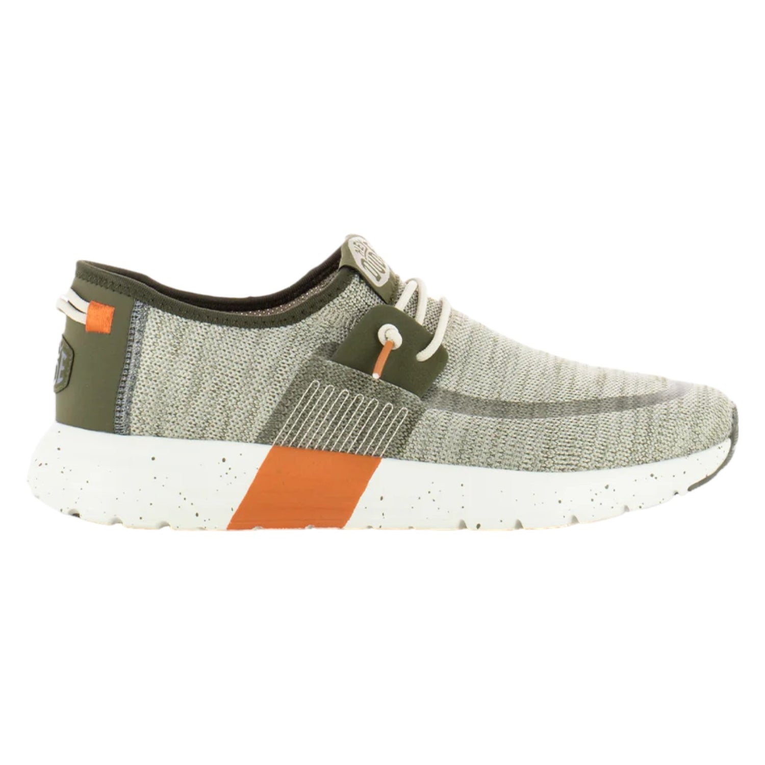 Hey Dude Sirocco M Sport Mode Slip On Uomo in Tessuto Oliva con Dettaglio Arancio