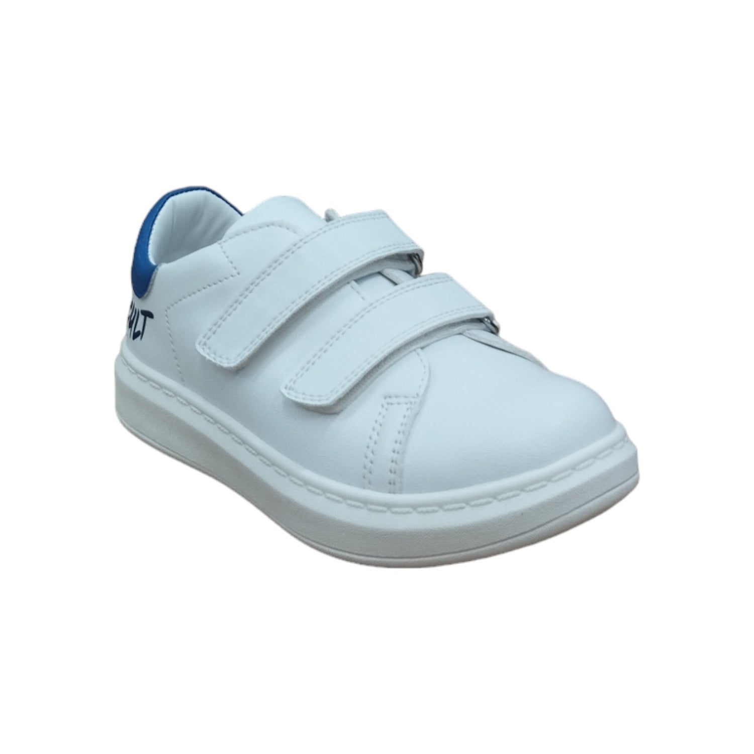 Cult Sneakers Bianco con Inserto Blu e Strappo da Bambino