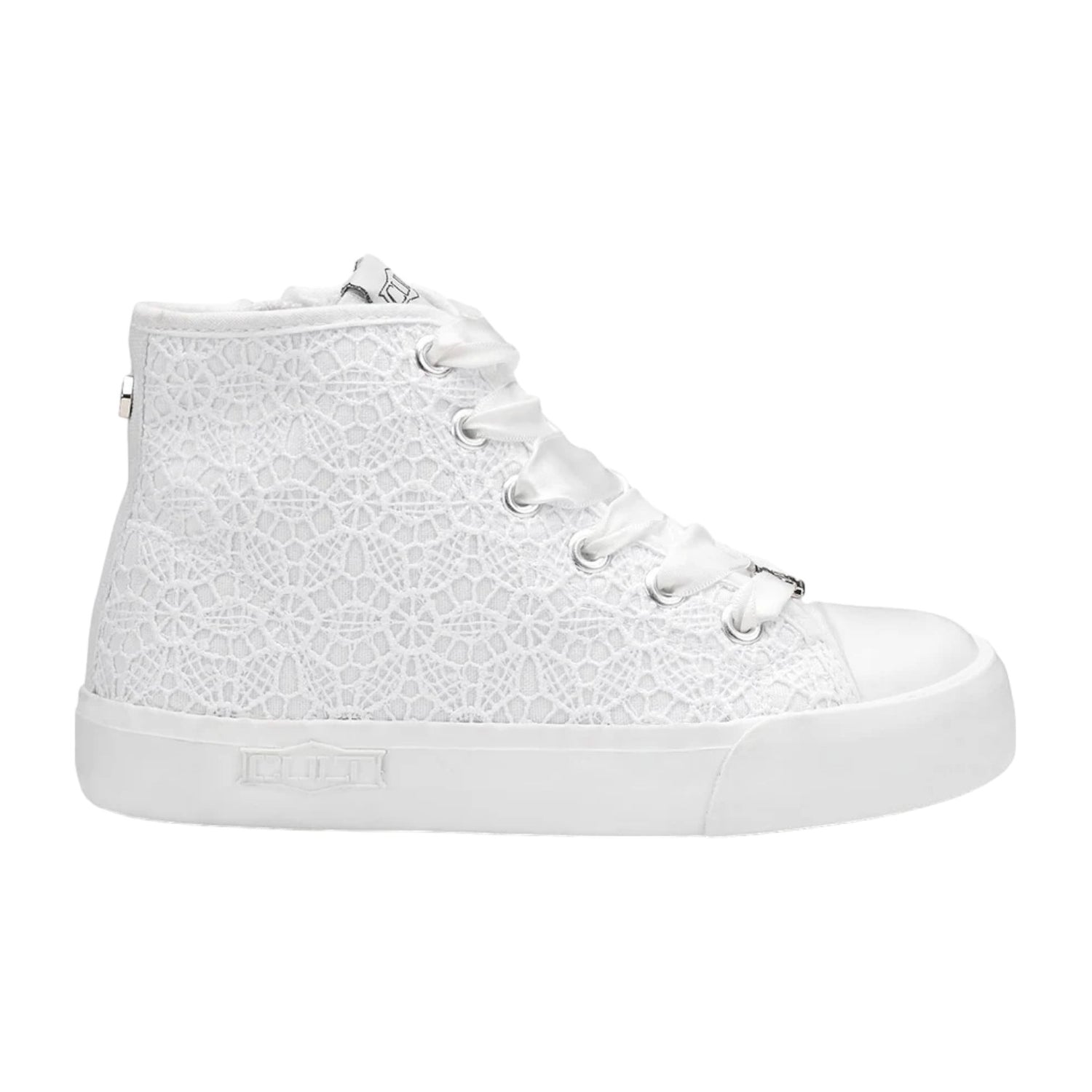 Cult Young Sneakers Alta Bianca con Ricami