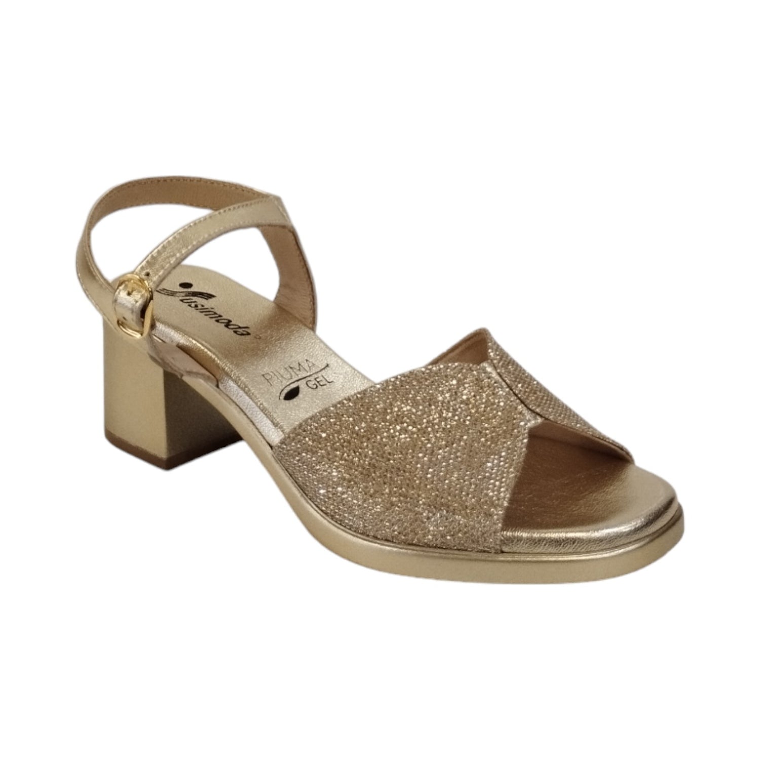 Susimoda Sandalo Platino in Pelle Laminata e Strass t.6