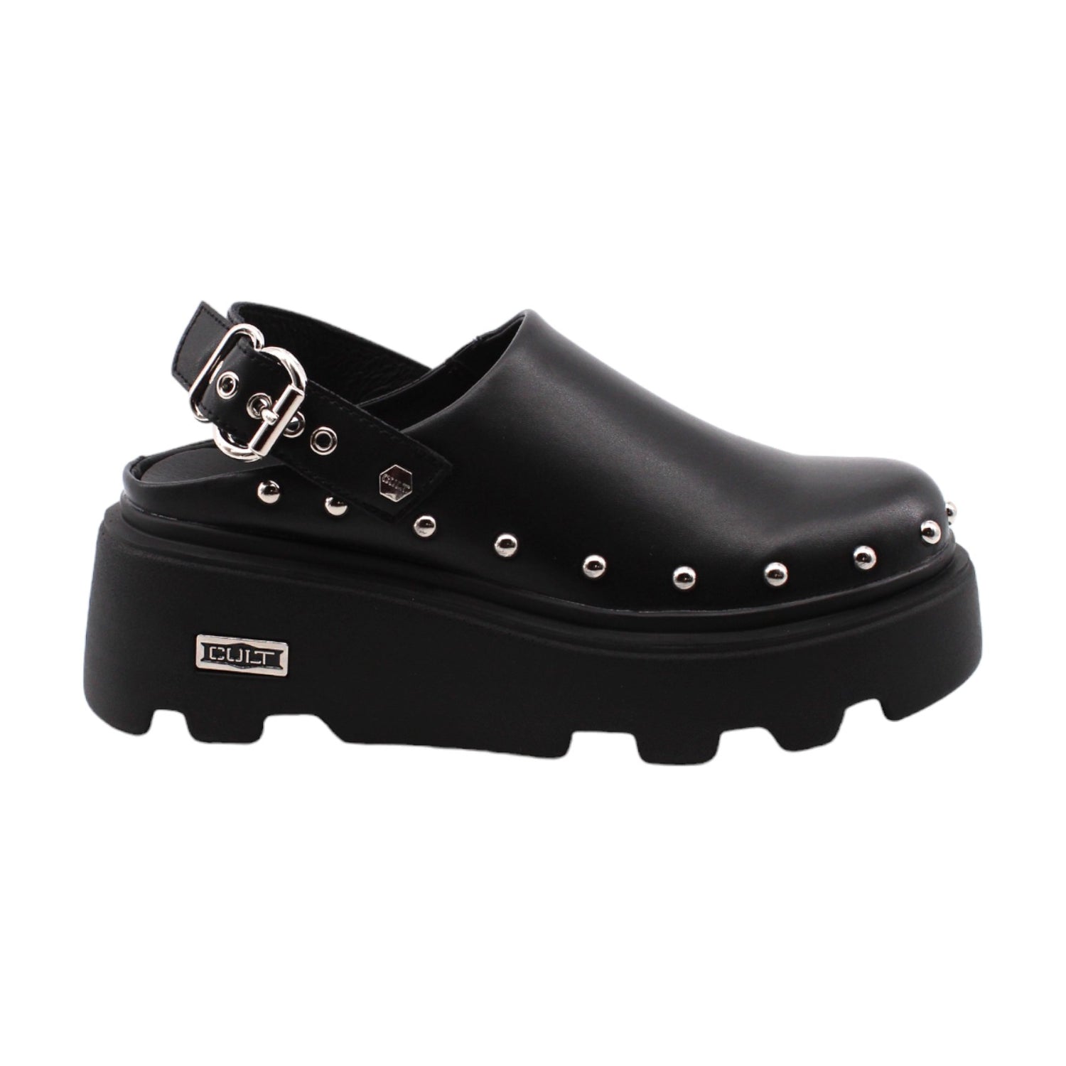 Cult Sabot Platform Nero con Cinturino da Donna