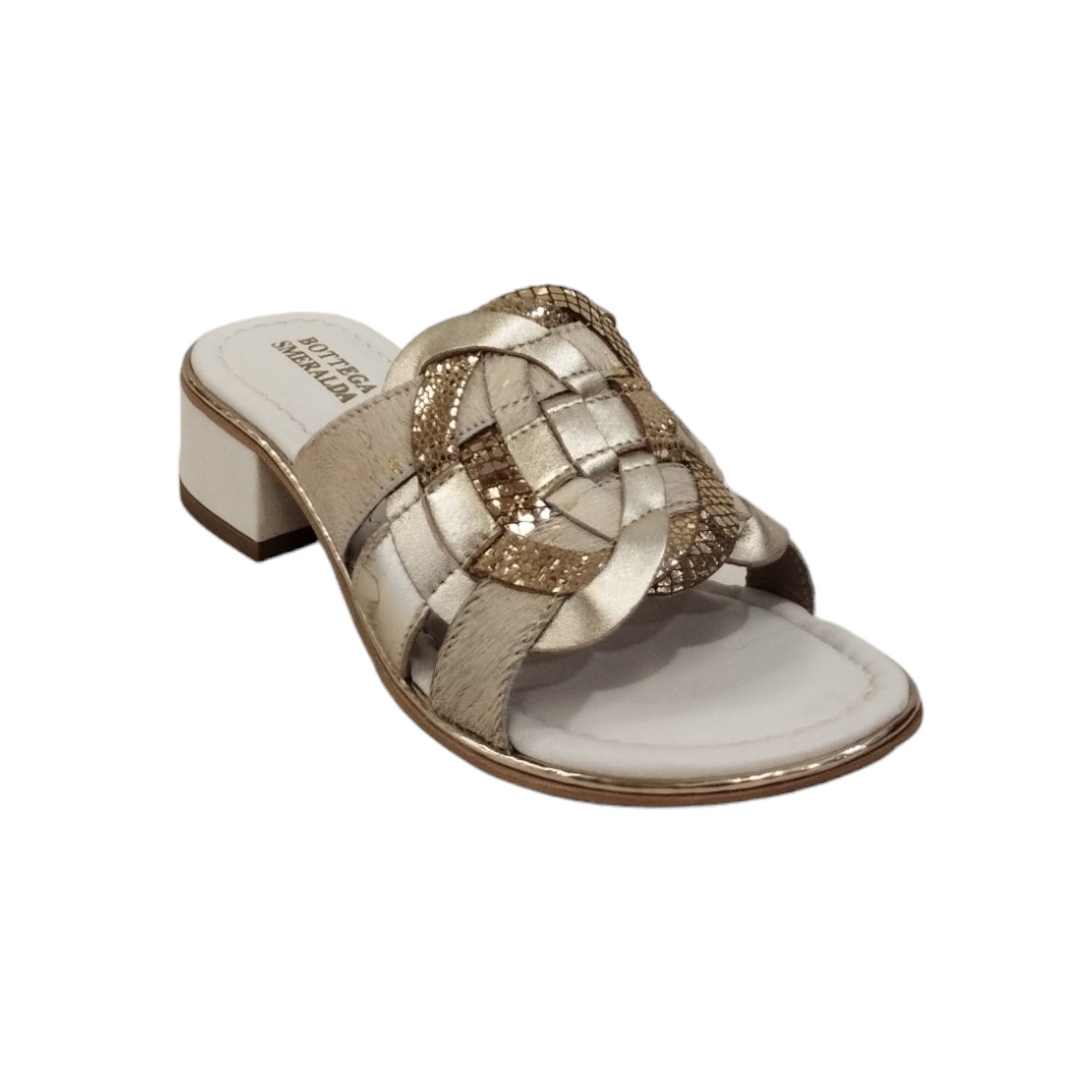 Bottega Smeralda Scalzato Bianco Oro in Pelle t.4
