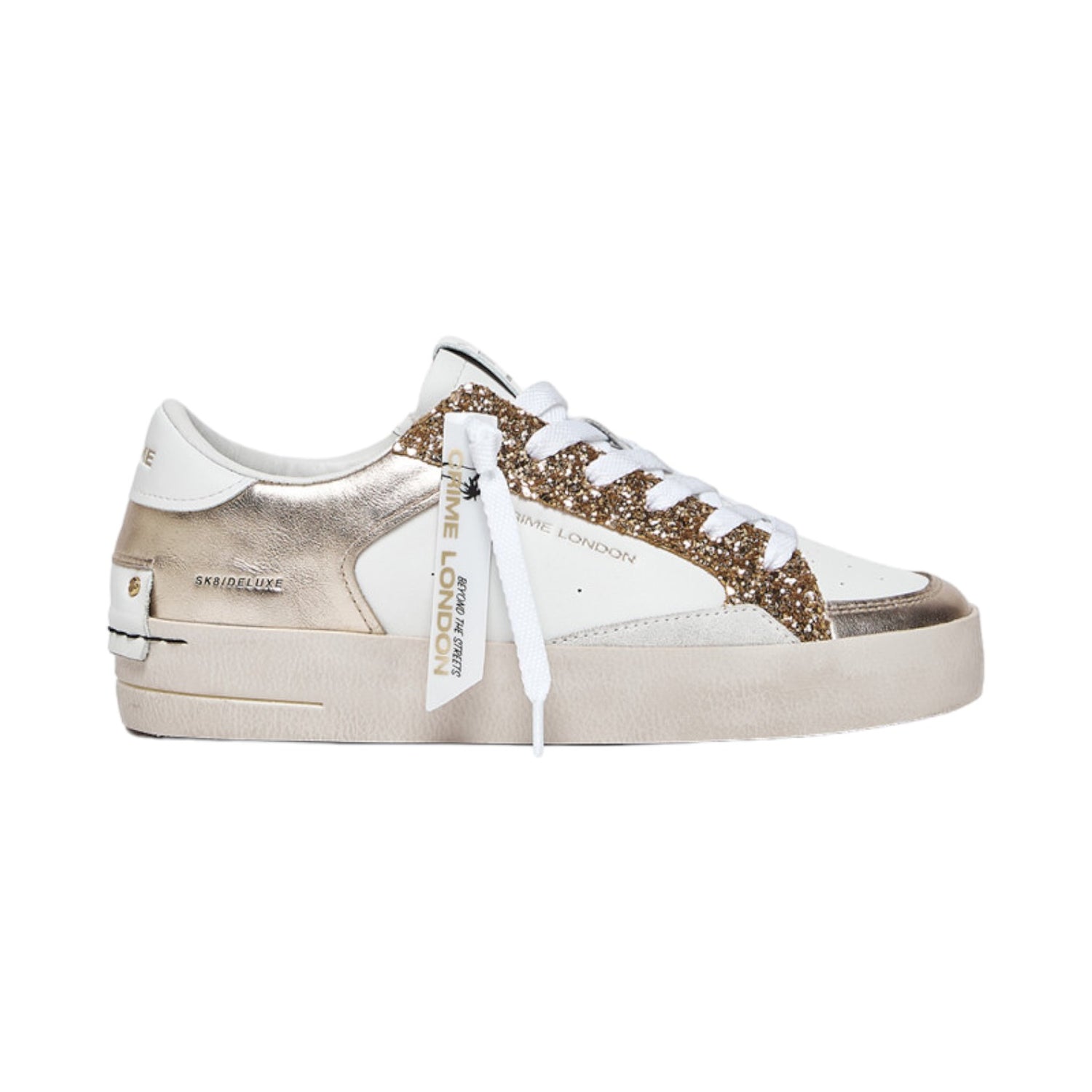 Crime London Sneakers da Donna Sk8 Deluxe Platinum Glam