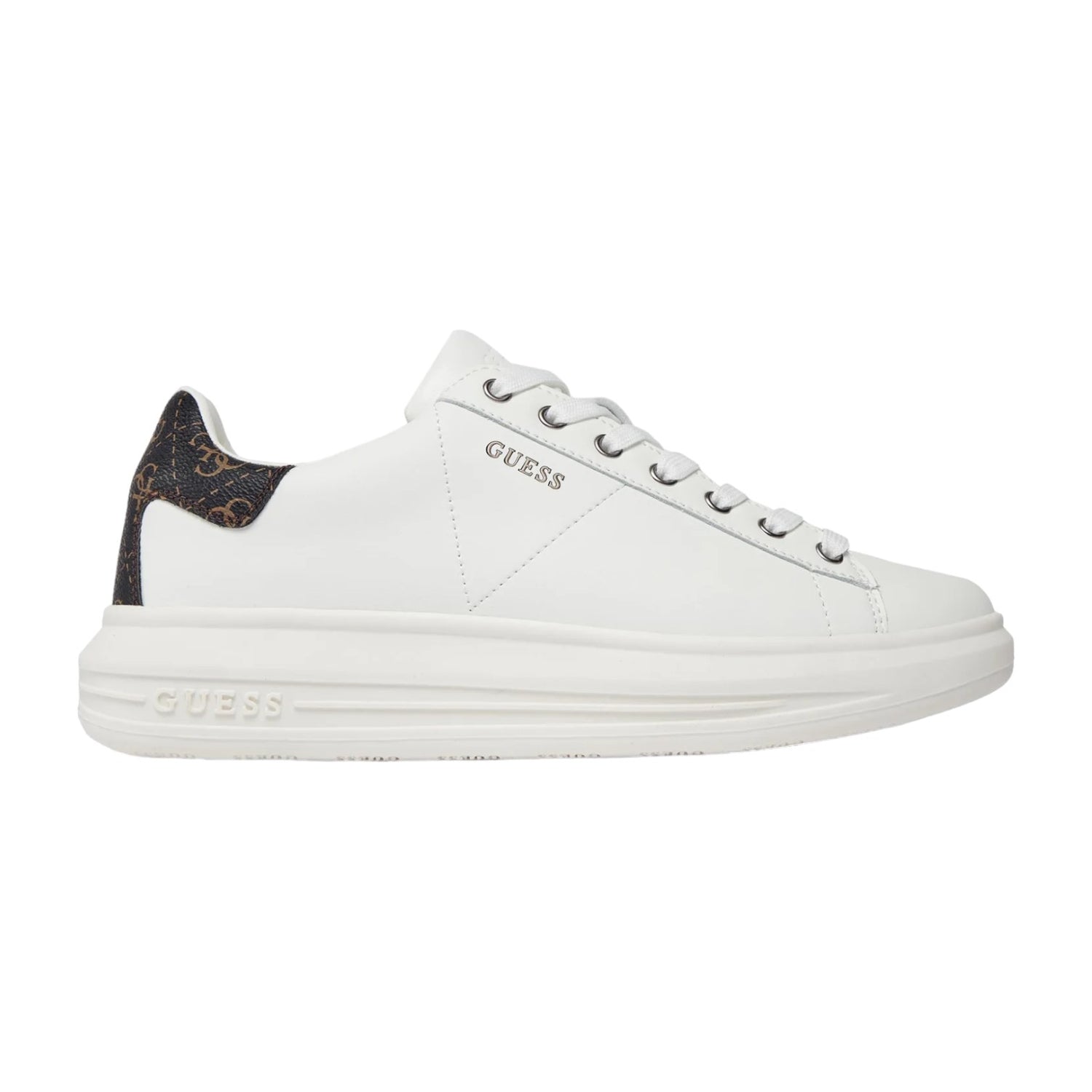 Guess Sneakers Vibo Bianca Tallonato con Stampa 4G Logo