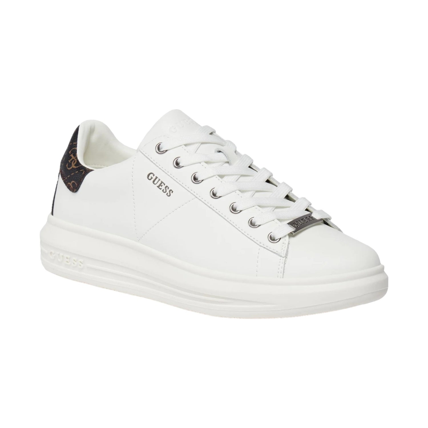 Guess Sneakers Vibo Bianca Tallonato con Stampa 4G Logo