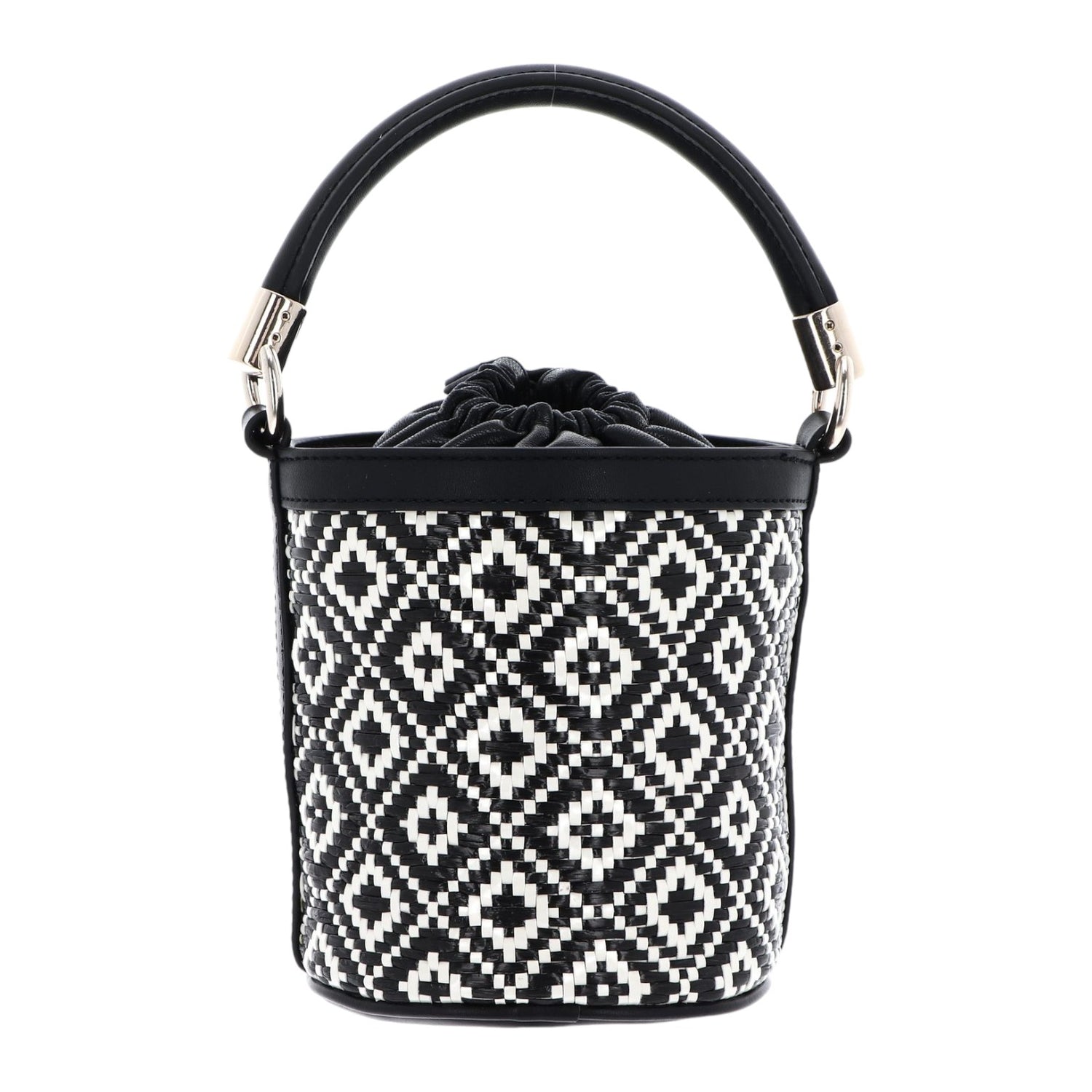 Guess Mini Secchiello Nero Rainee in Raffia con Tracolla