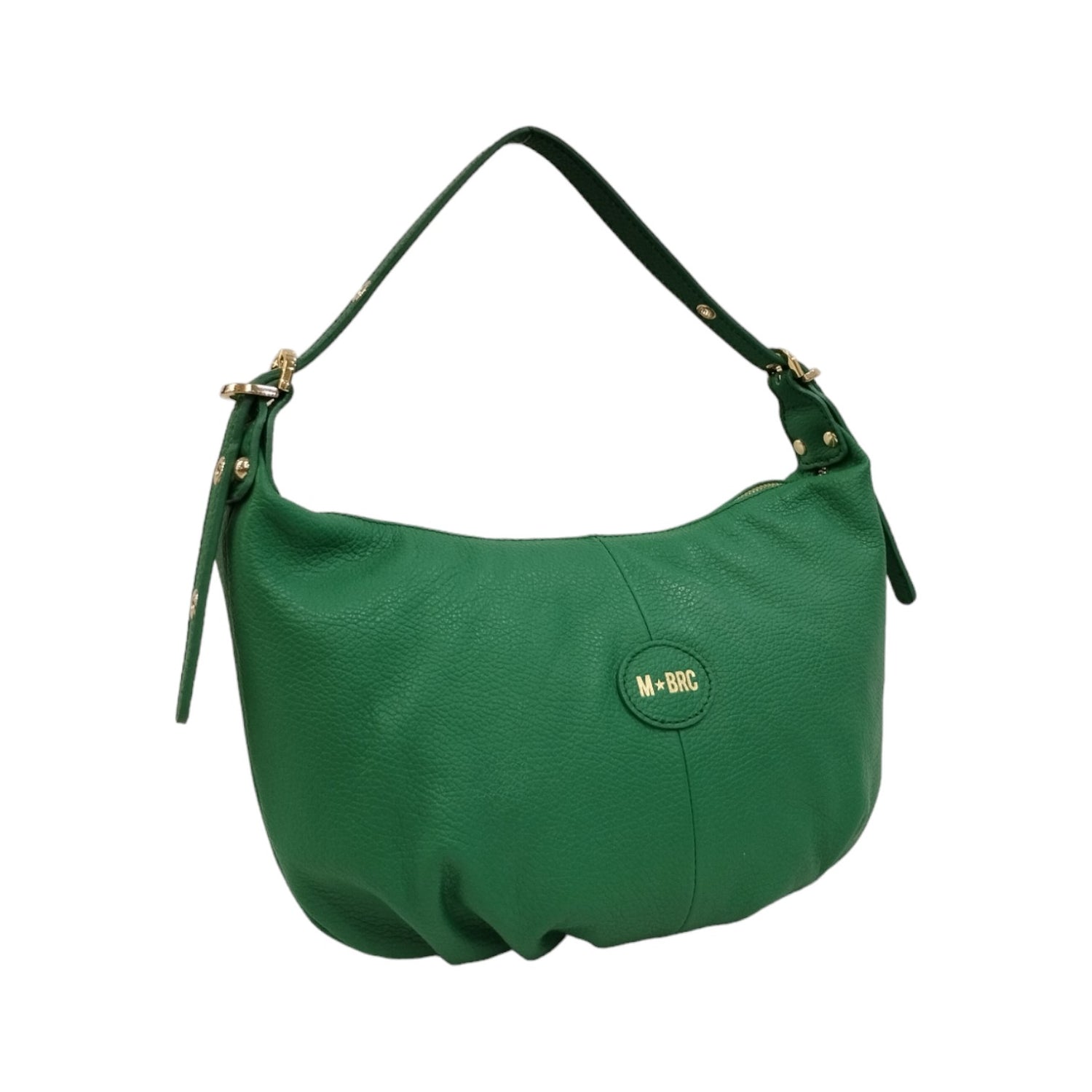 M Brc Borsa a Spalla Media Verde Linea Soft in Pelle