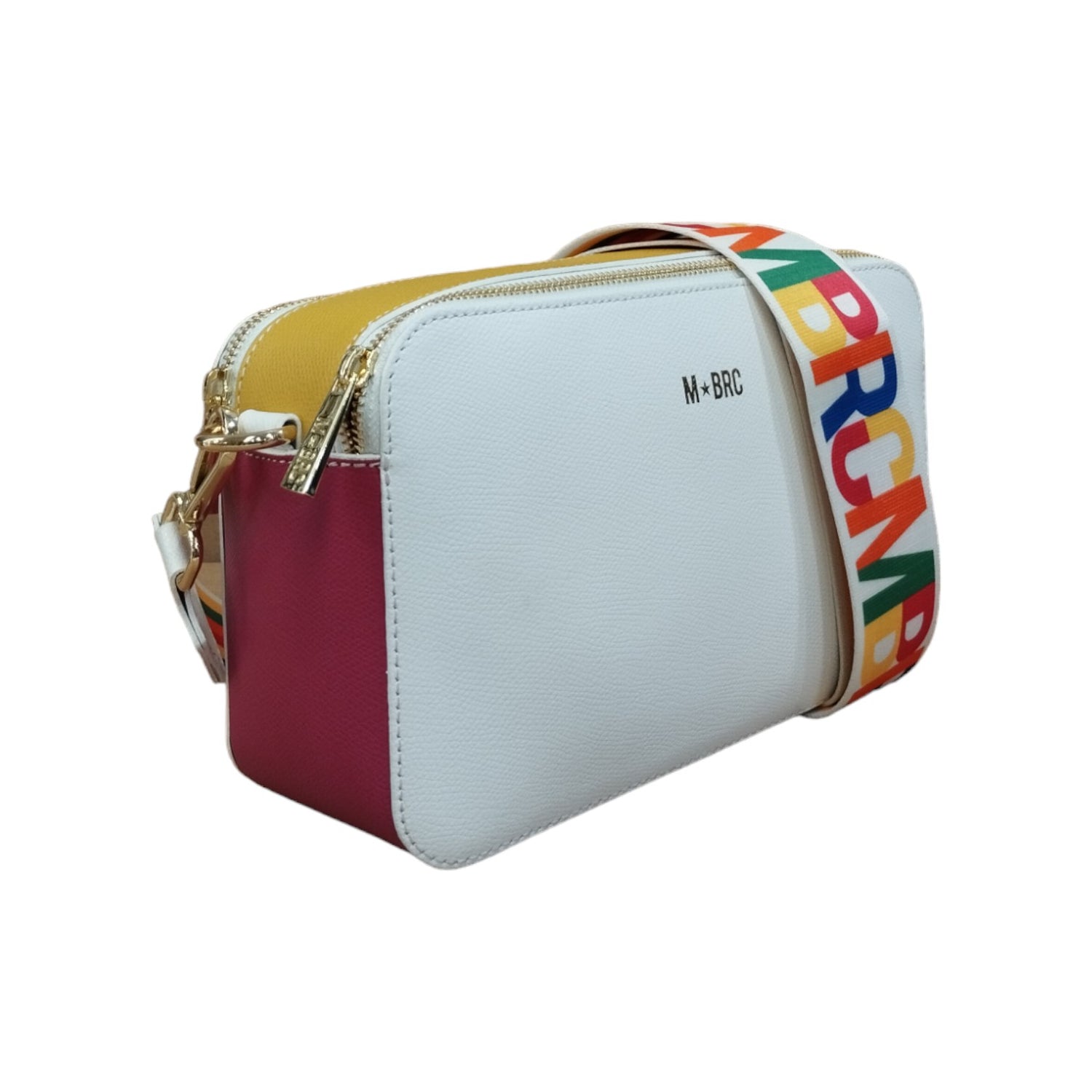 M Brc Camera Bag Grande Bianco Multi Linea Palmellato in Pelle