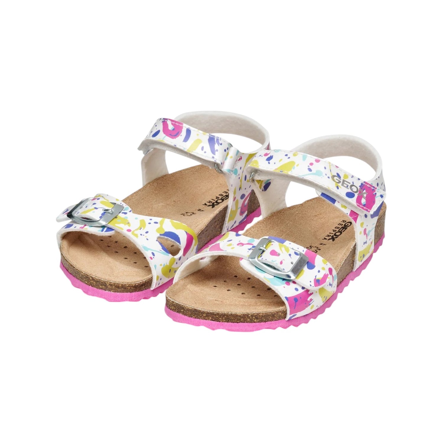 Geox Sandalo Bianco Fucsia con Schizzi da Bambina