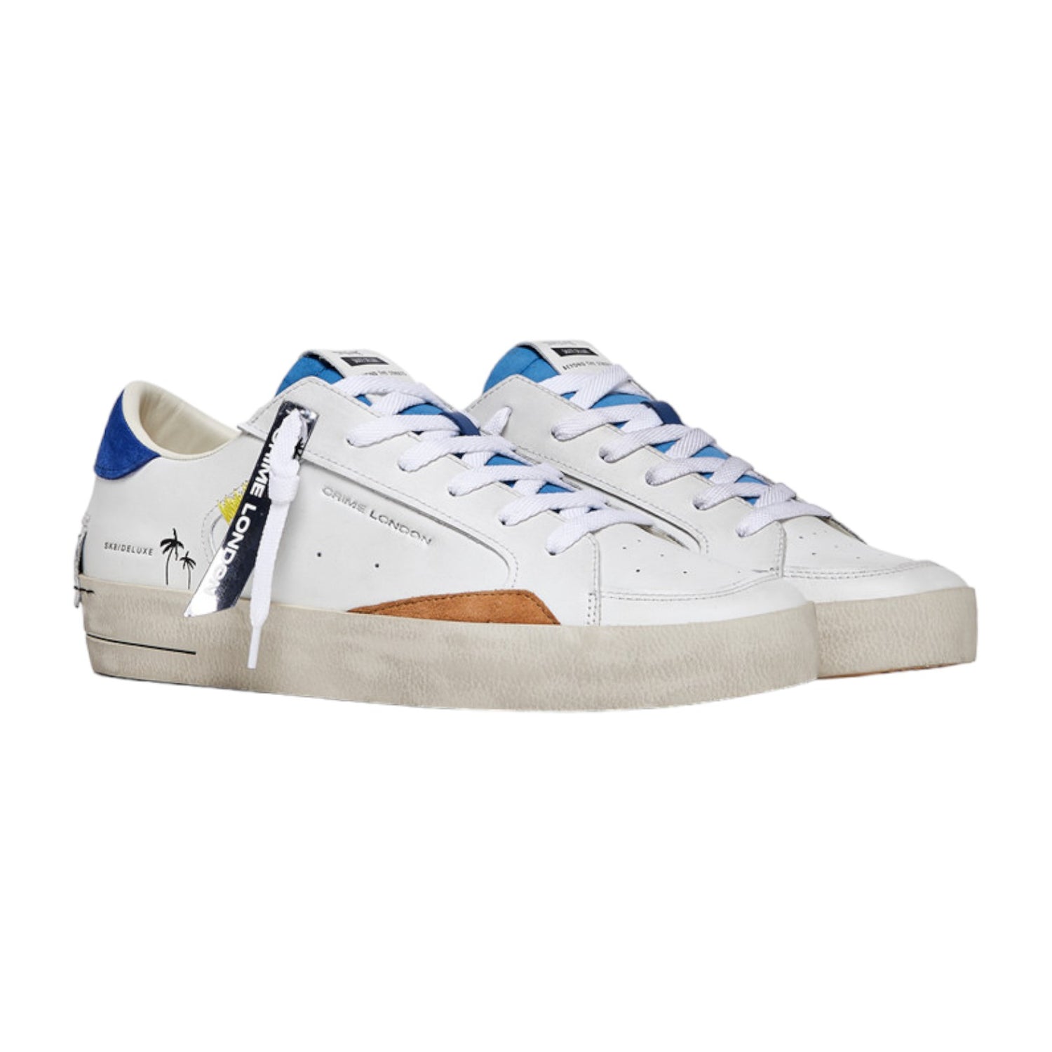 Crime London Sneakers Bianca Sk8 Deluxe Pacific Blue da Uomo