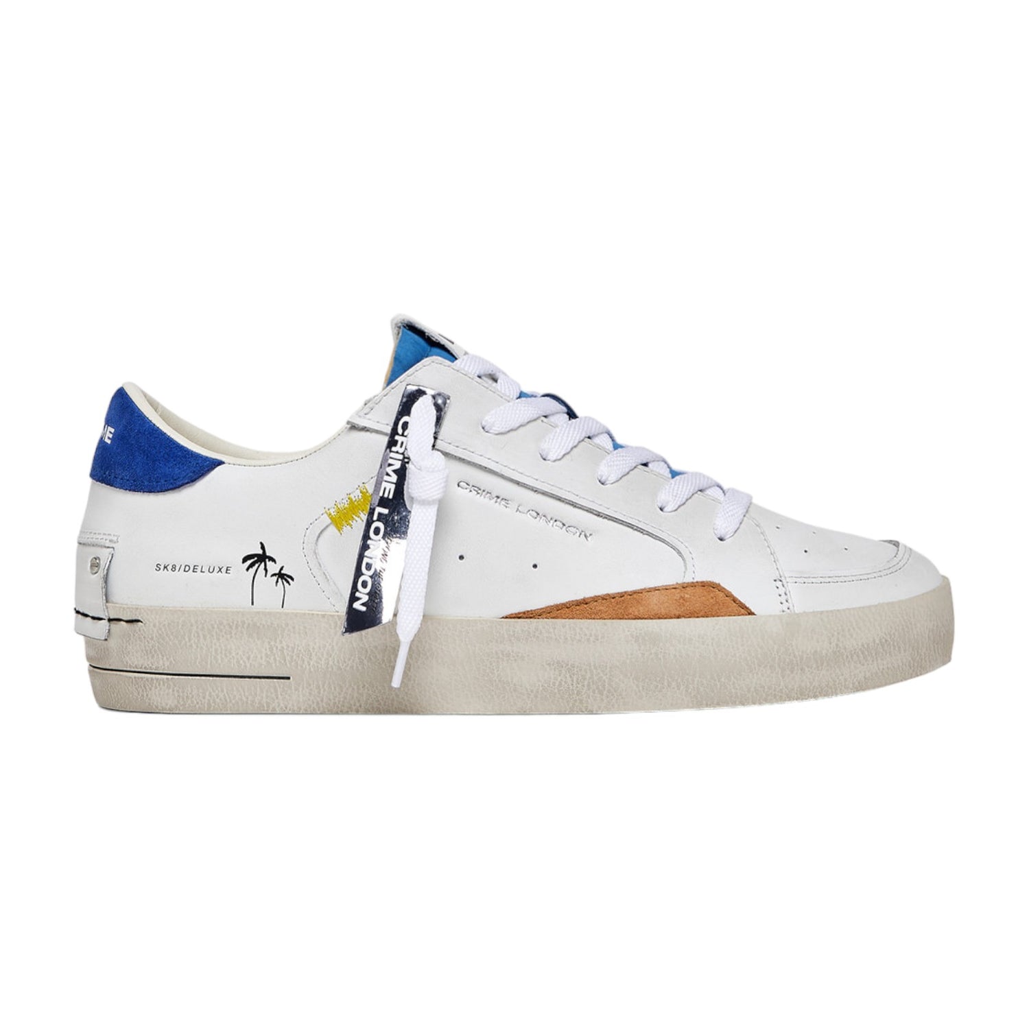 Crime London Sneakers Bianca Sk8 Deluxe Pacific Blue da Uomo