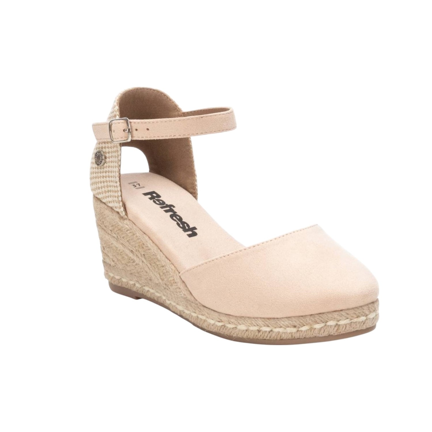Refresh Espadrillas Beige in Camoscio con Zeppa da Donna