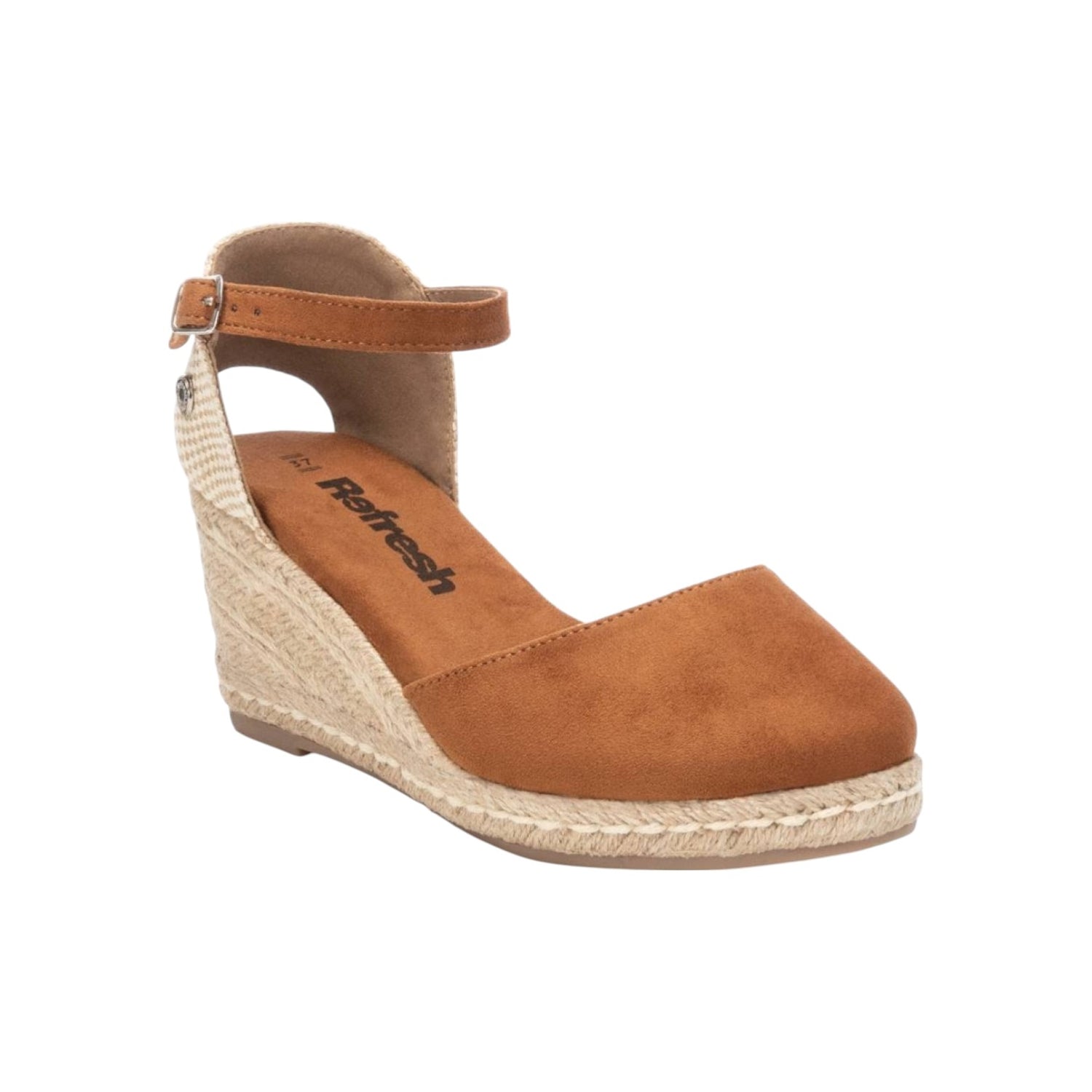Refresh Espadrillas Cammello in Camoscio con Zeppa da Donna
