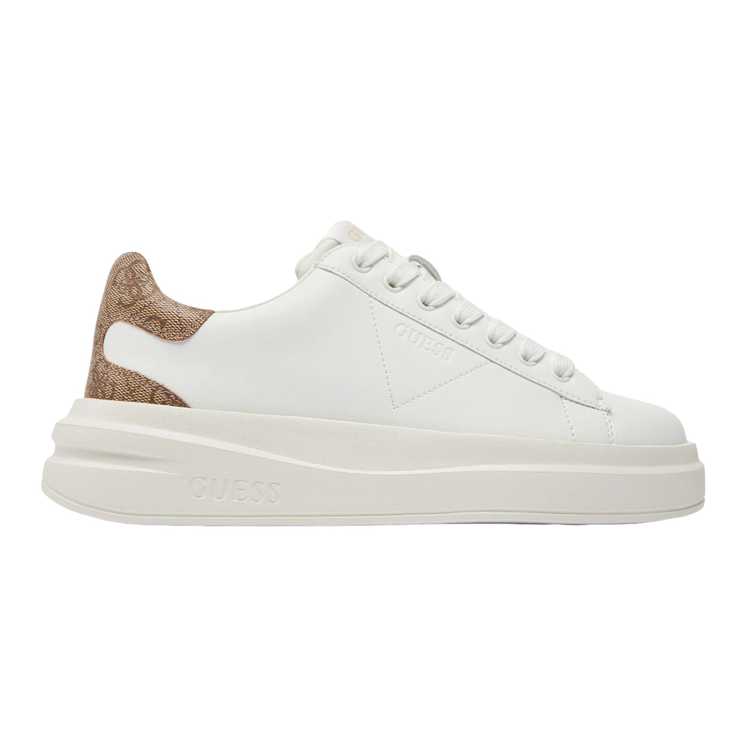 Guess Sneakers Bianca Beige Elbina Vera Pelle da Donna