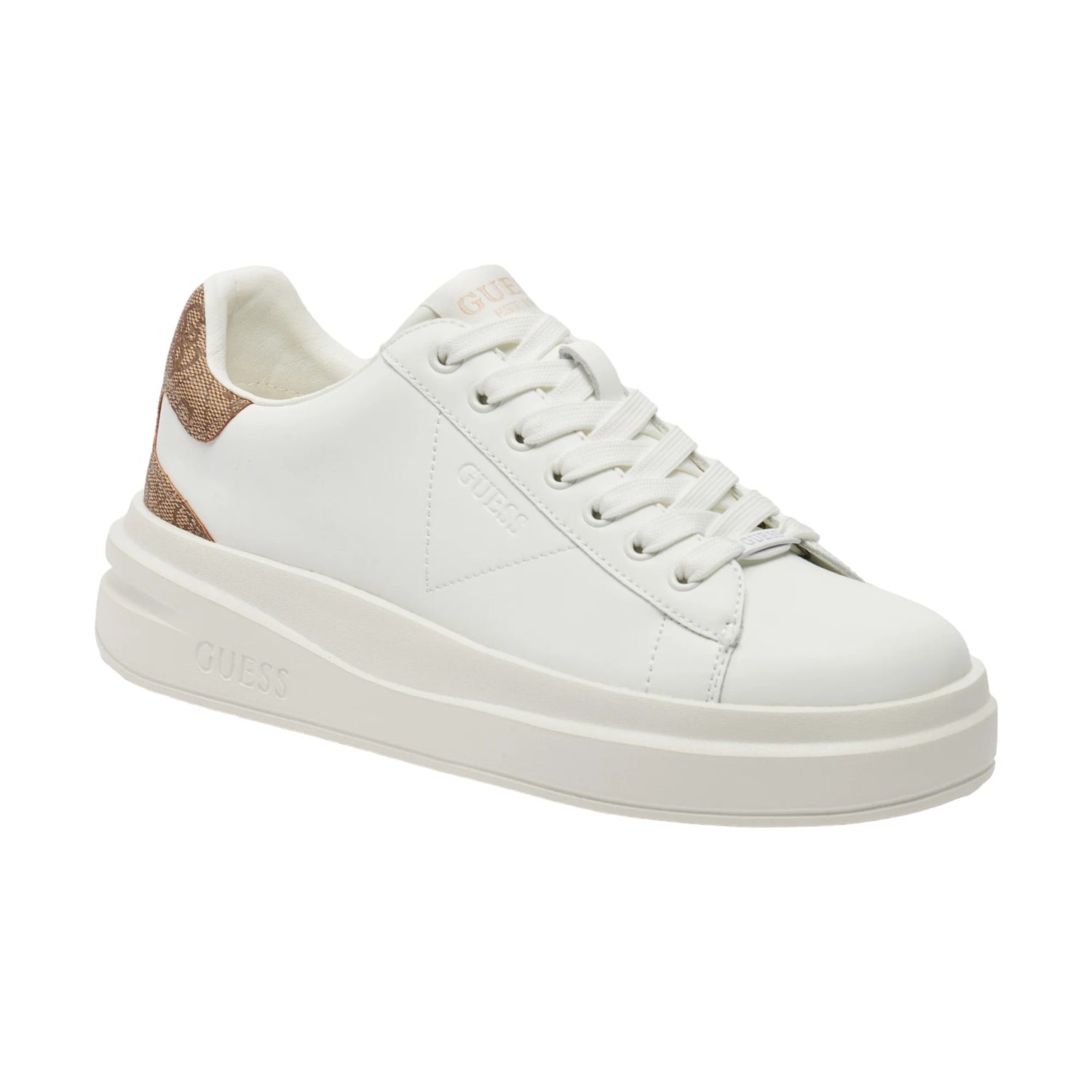 Guess Sneakers Bianca Beige Elbina Vera Pelle da Donna