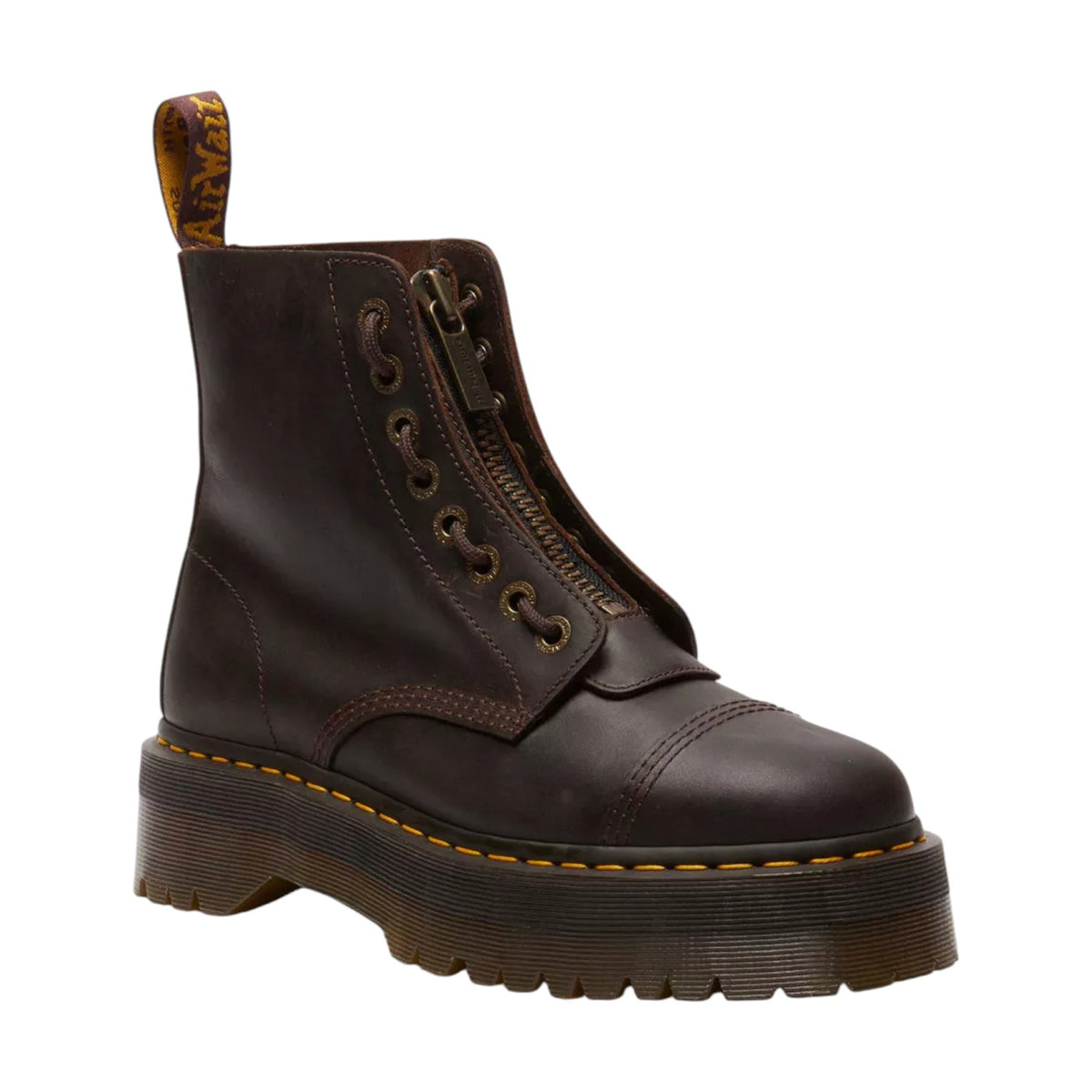 Dr. Martens Sinclair Anfibio Platform Marrone in Pelle con Zip Centrale