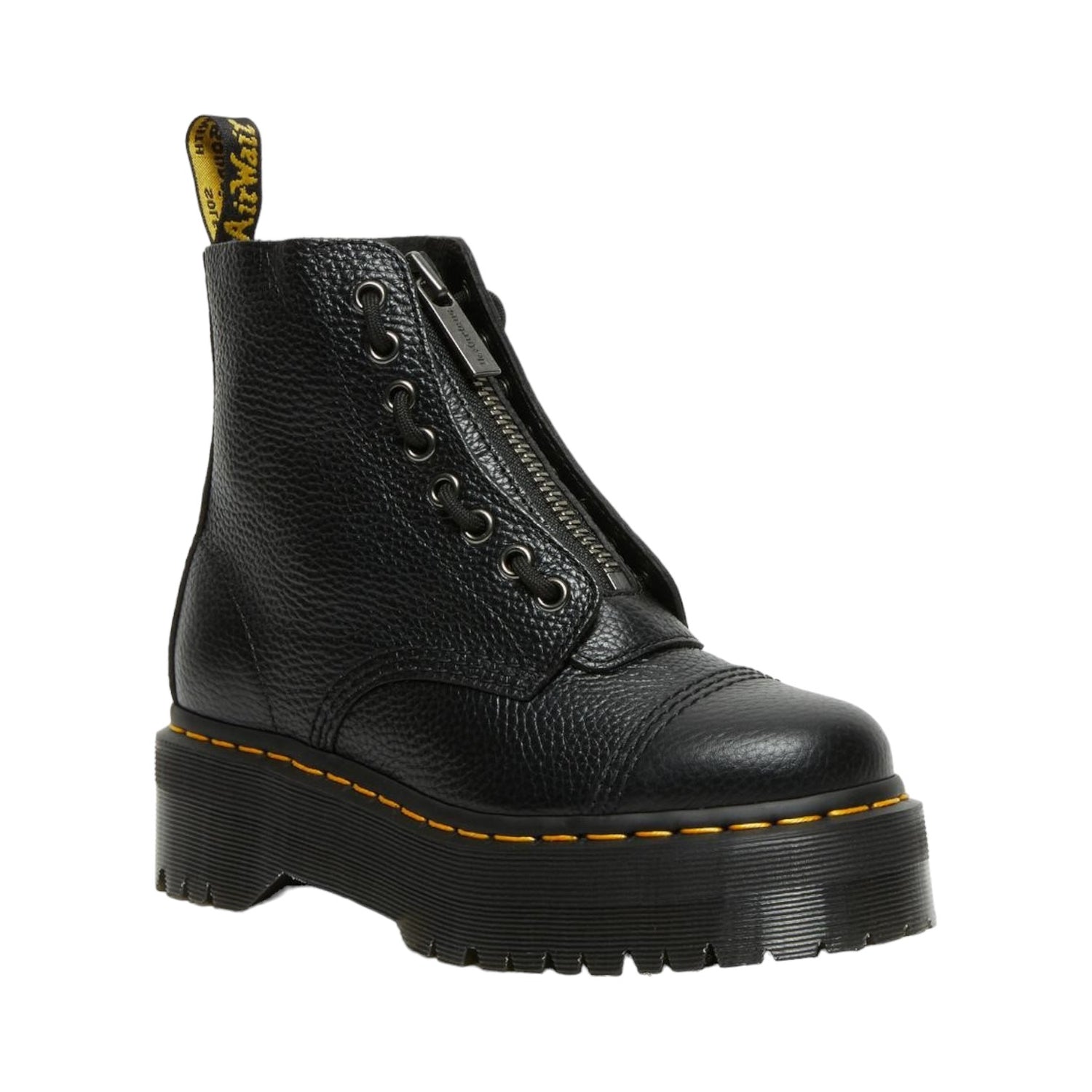 Dr. Martens Sinclair Anfibio Platform Nero in Pelle con Zip Centrale