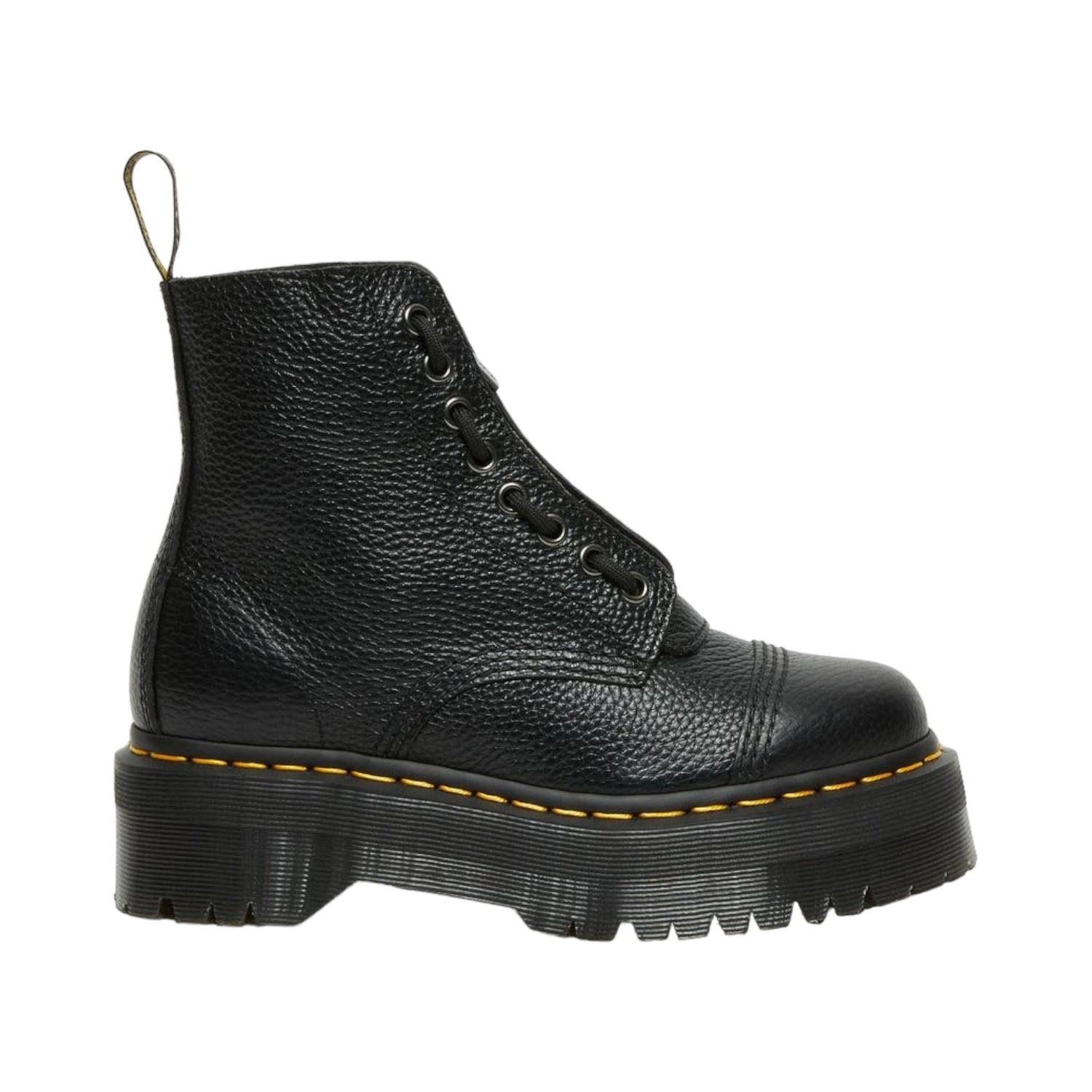 Dr. Martens Sinclair Anfibio Platform Nero in Pelle con Zip Centrale