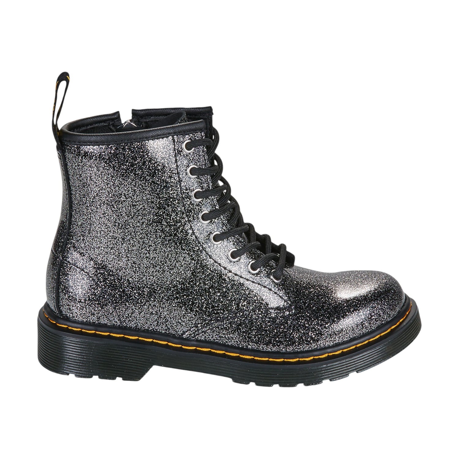 Dr. Martens Anfibio Nero in Pelle con Lacci e Zip Laterale