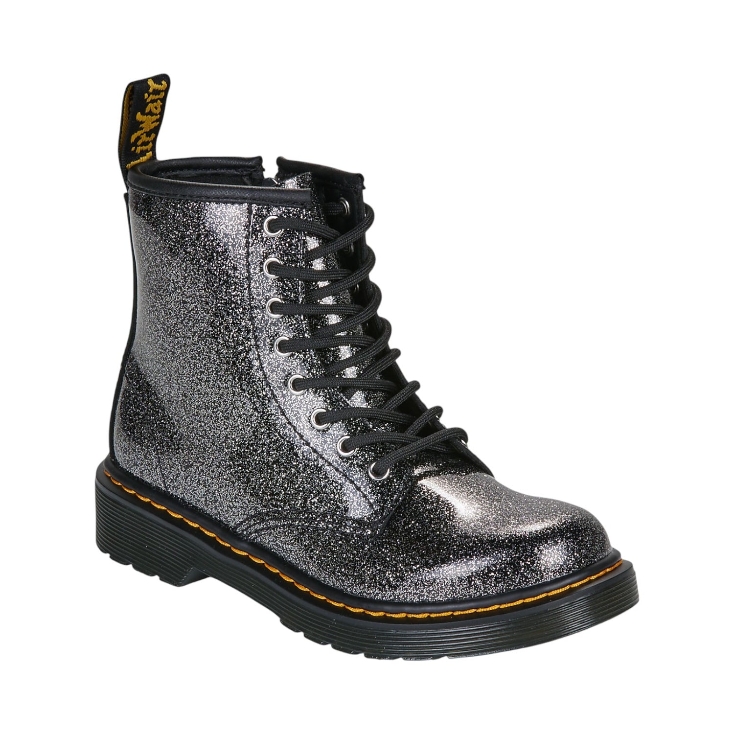 Dr. Martens Anfibio Nero in Pelle con Lacci e Zip Laterale