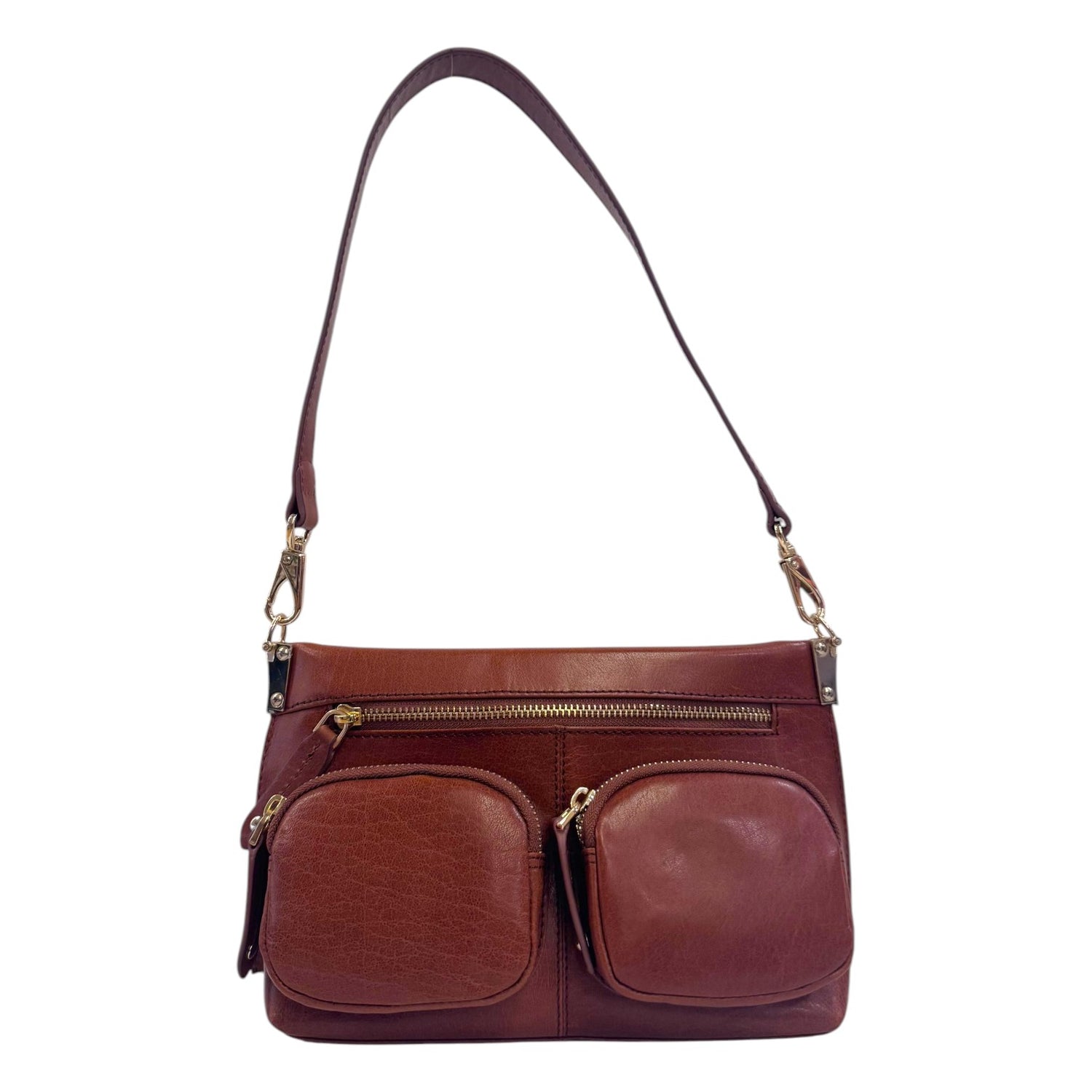 Mia Stella Borsa a Spalla Donna Cuoio con Tasconi Frontali e Tracolla