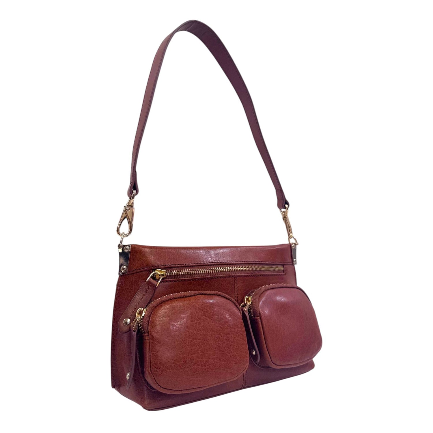 Mia Stella Borsa a Spalla Donna Cuoio con Tasconi Frontali e Tracolla