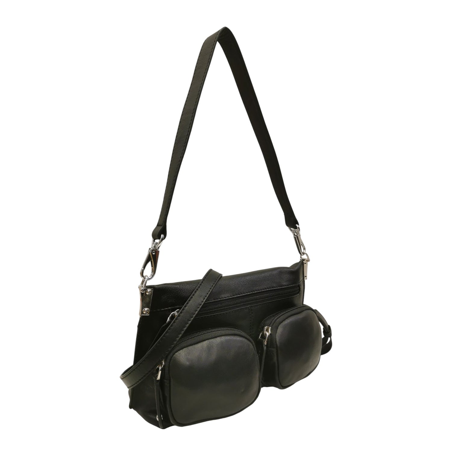 Mia Stella Borsa a Spalla Donna Nera con Tasconi Frontali e Tracolla