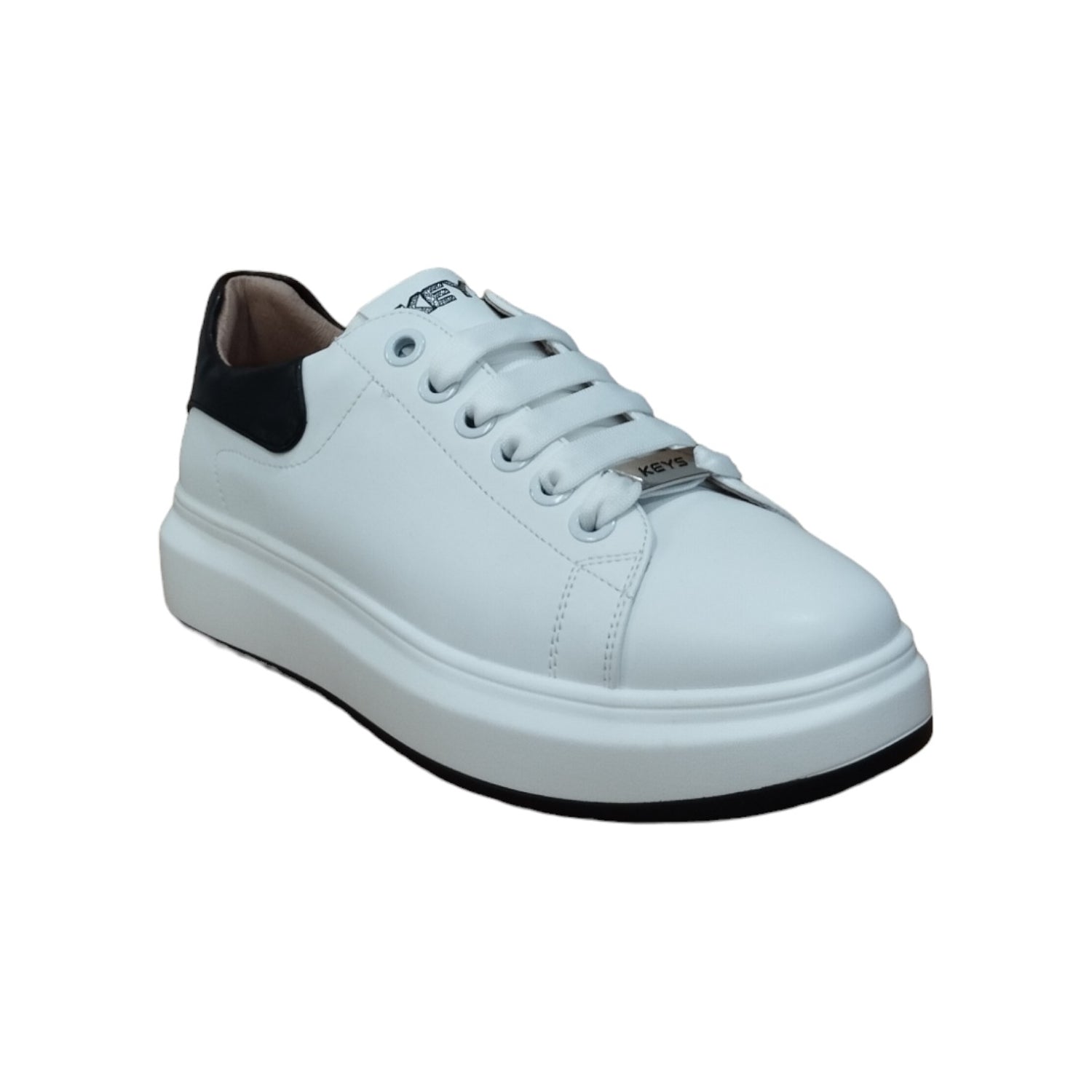 Keys Sneakers Donna in Ecopelle Bianca con Talloncino Nero