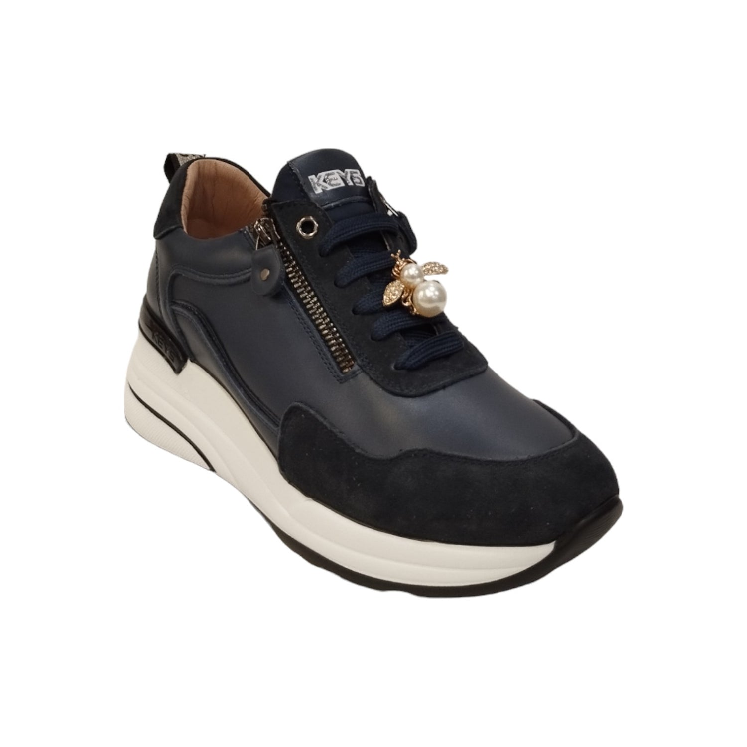 Keys Sneakers Blu con Zeppa e Accessorio Removibile da Donna