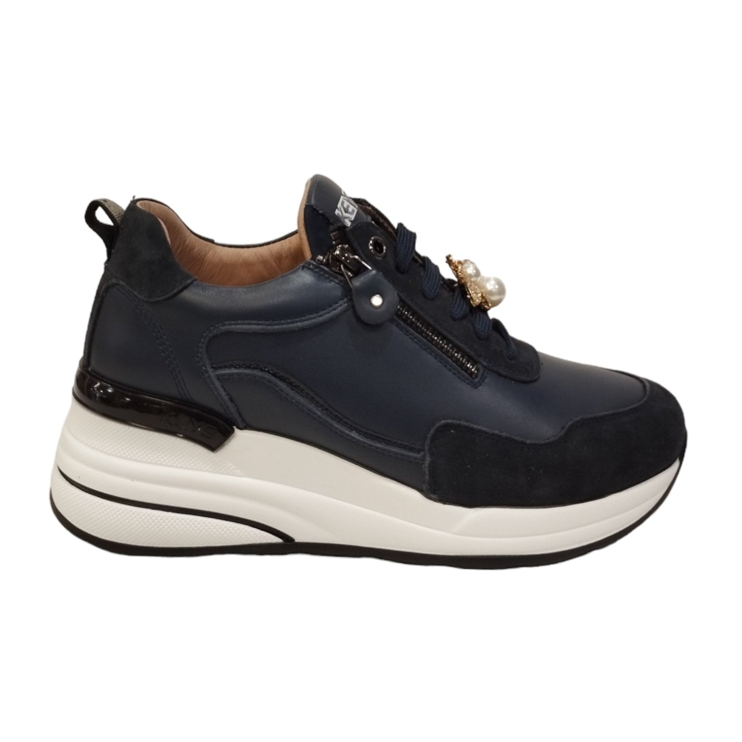 Keys Sneakers Blu con Zeppa e Accessorio Removibile da Donna