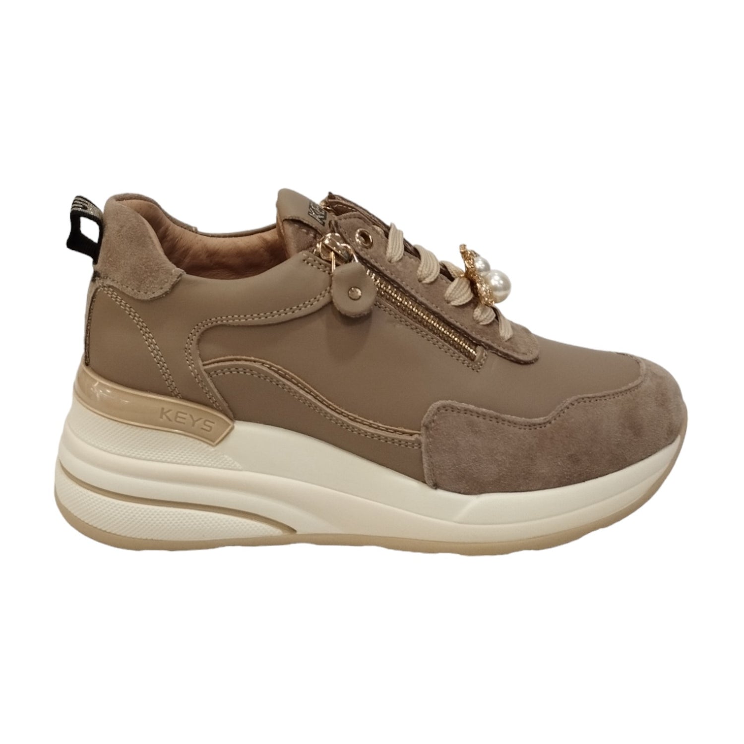 Keys K-Sneakers Tortora con Zeppa e Accessorio Removibile da Donna