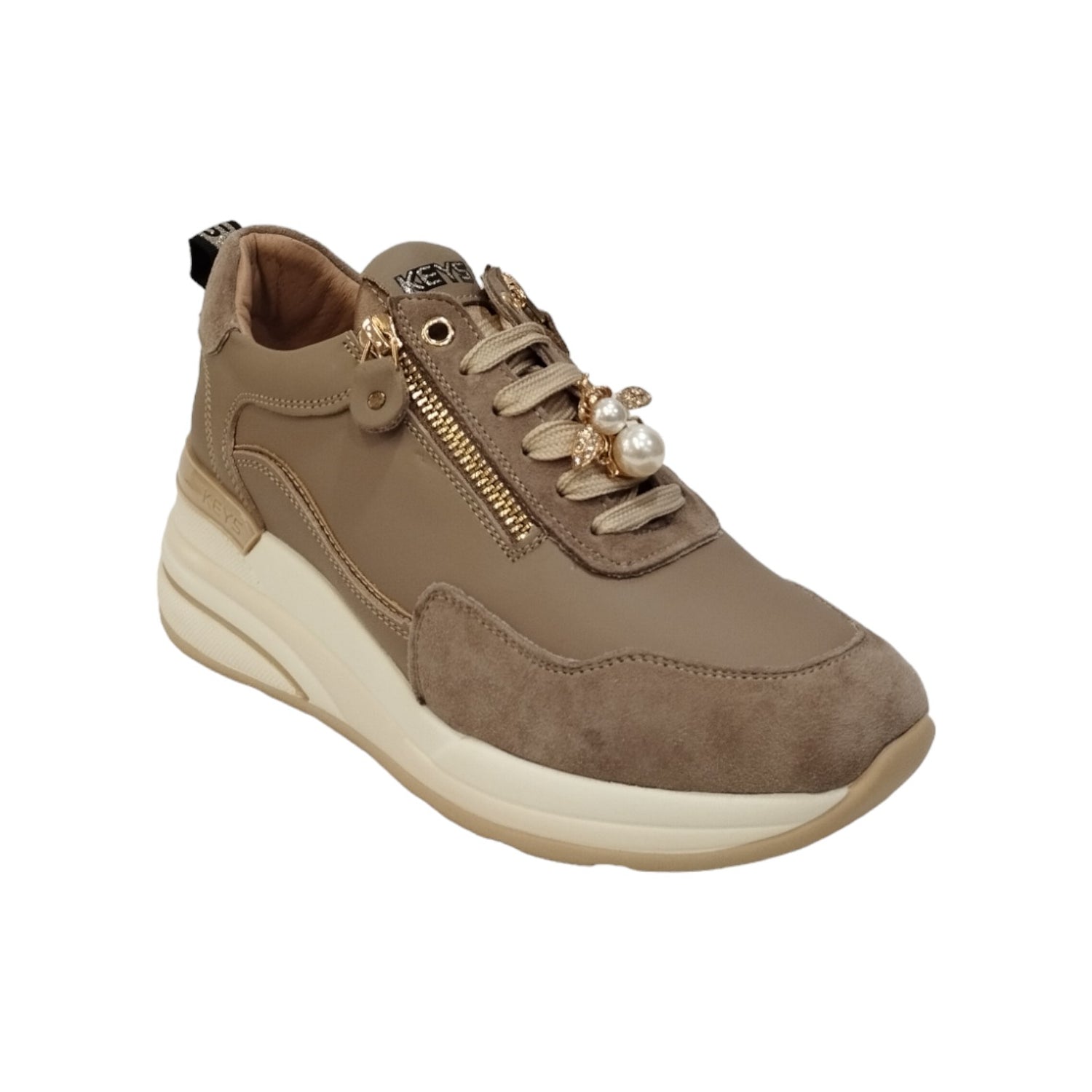 Keys K-Sneakers Tortora con Zeppa e Accessorio Removibile da Donna