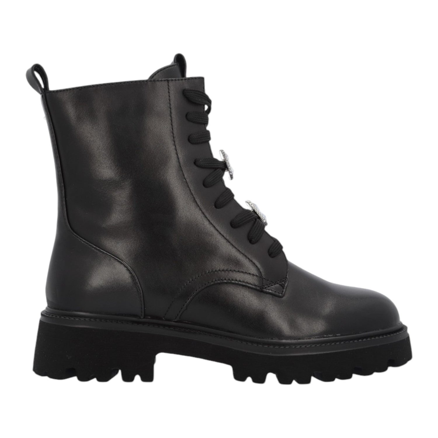 Keys Anfibio Donna in Pelle Nera con Accessori