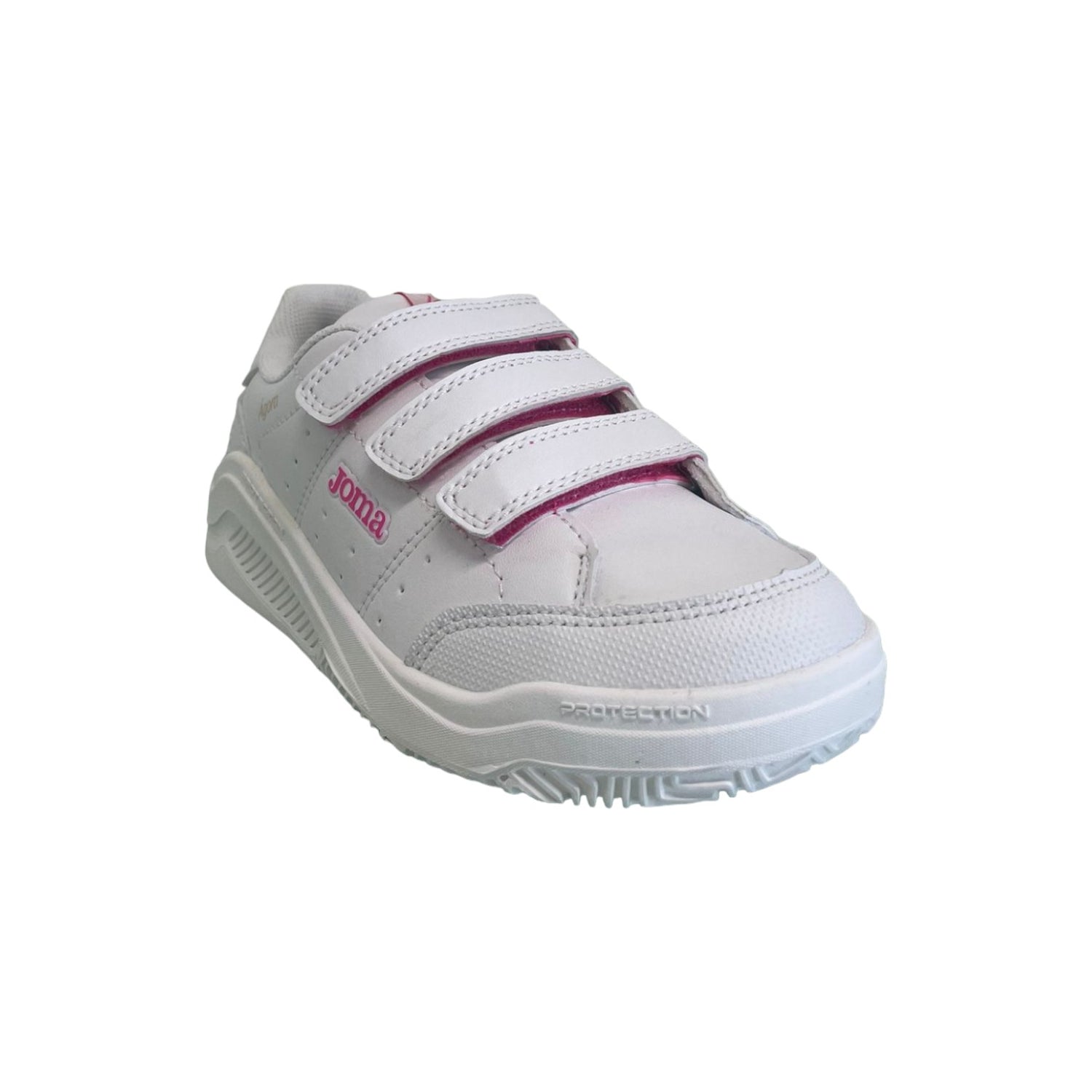 Joma Sneakers Bambina in Ecopelle Bianca con Strappi e Inserti Fucsia
