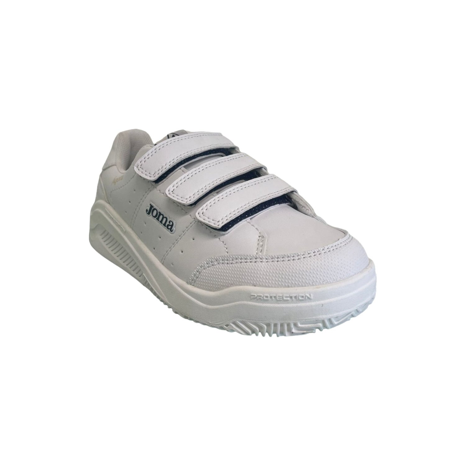 Joma Sneakers Bambino in Ecopelle Bianca con Strappi e Inserti Blu