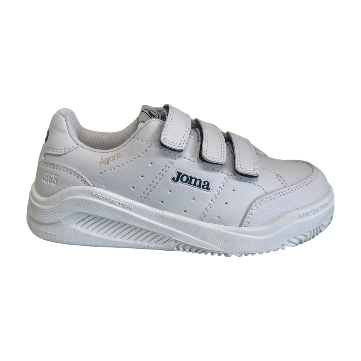 Joma Sneakers Bambino in Ecopelle Bianca con Strappi e Inserti Blu