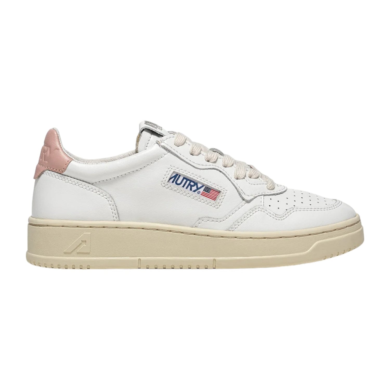 Autry Aulw Sneakers Bianca con Talloncino Rosa in Pelle da Donna