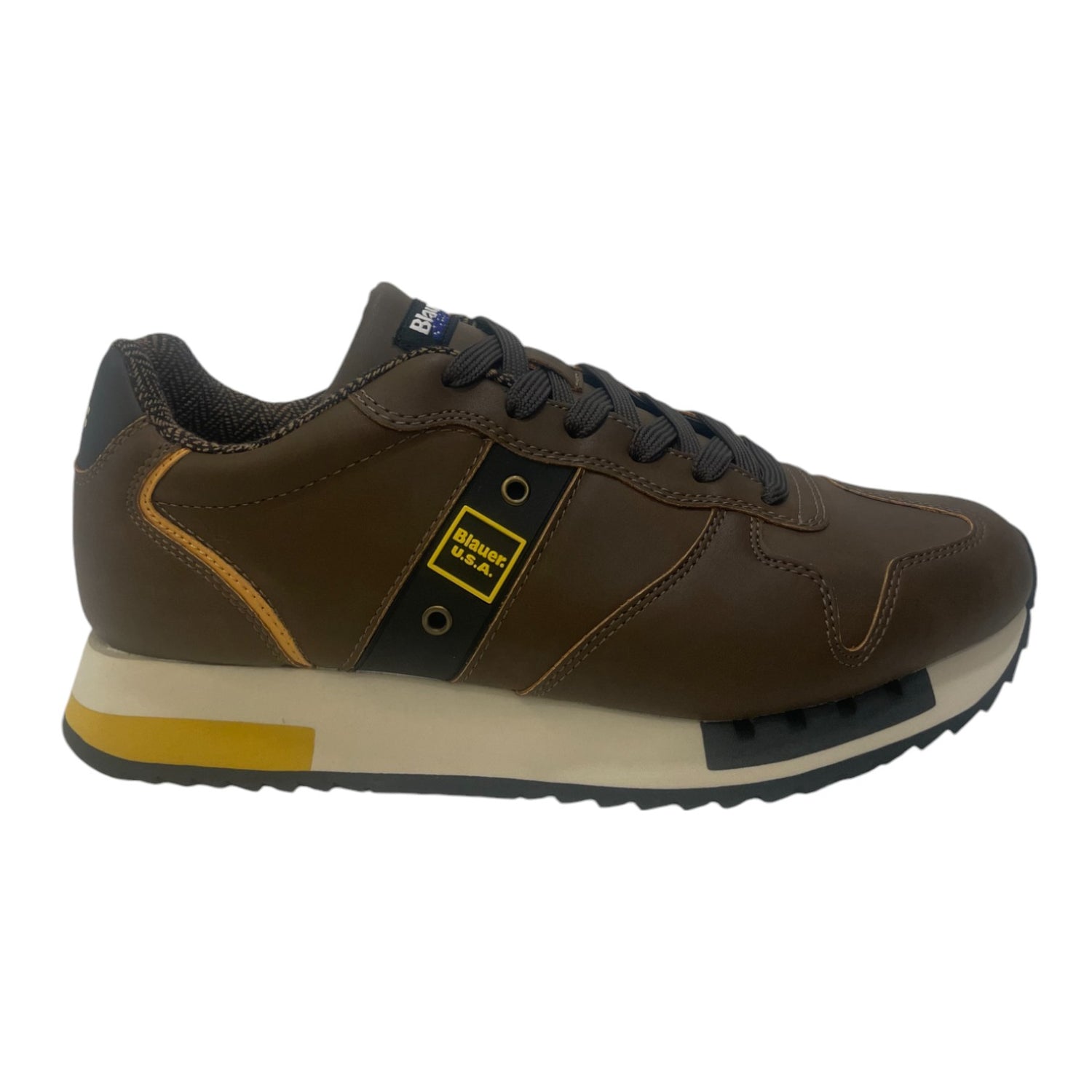 Blauer Sneakers Marrone in Ecopelle da Uomo