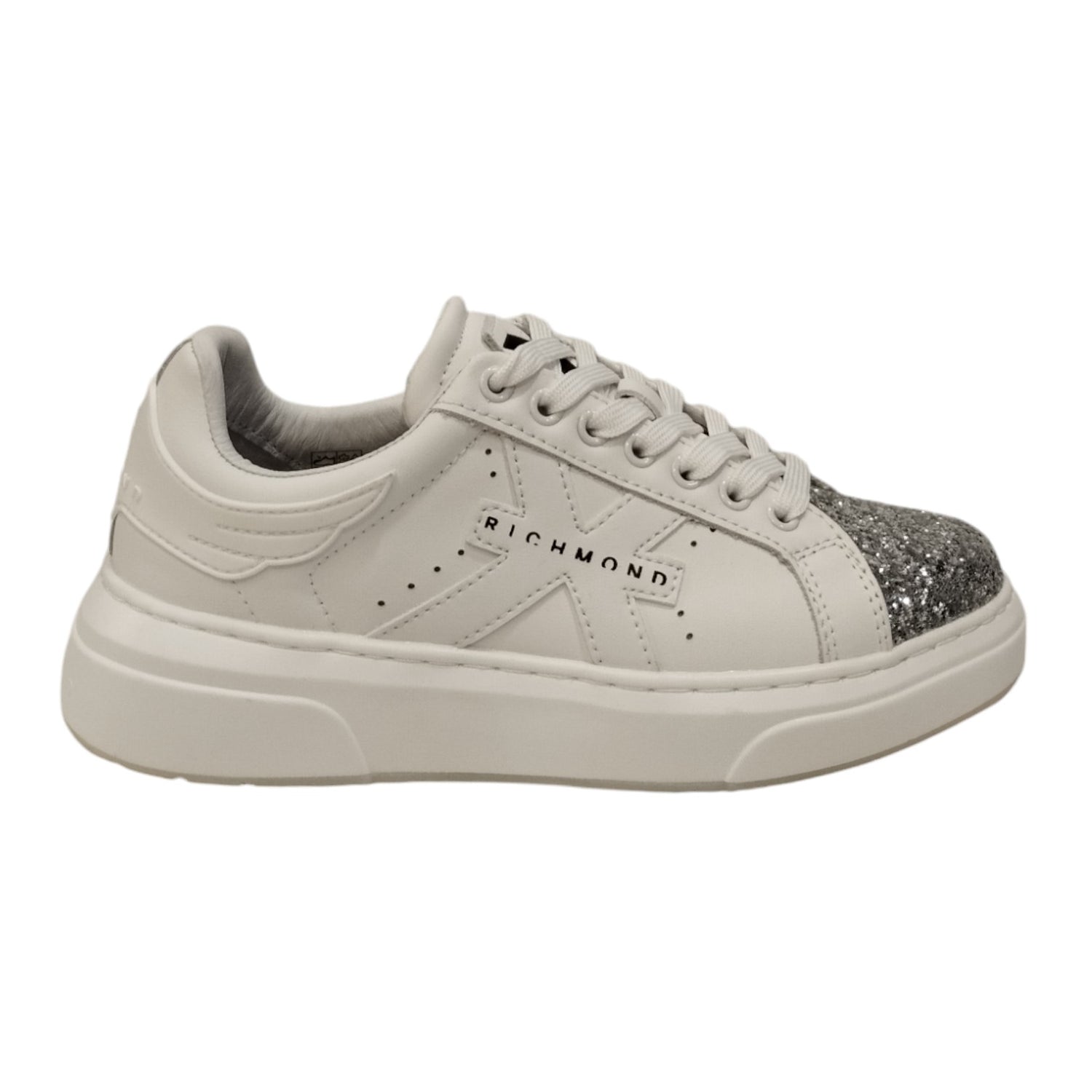 Richmond Sneakers Bianca con Strass Argento da Donna