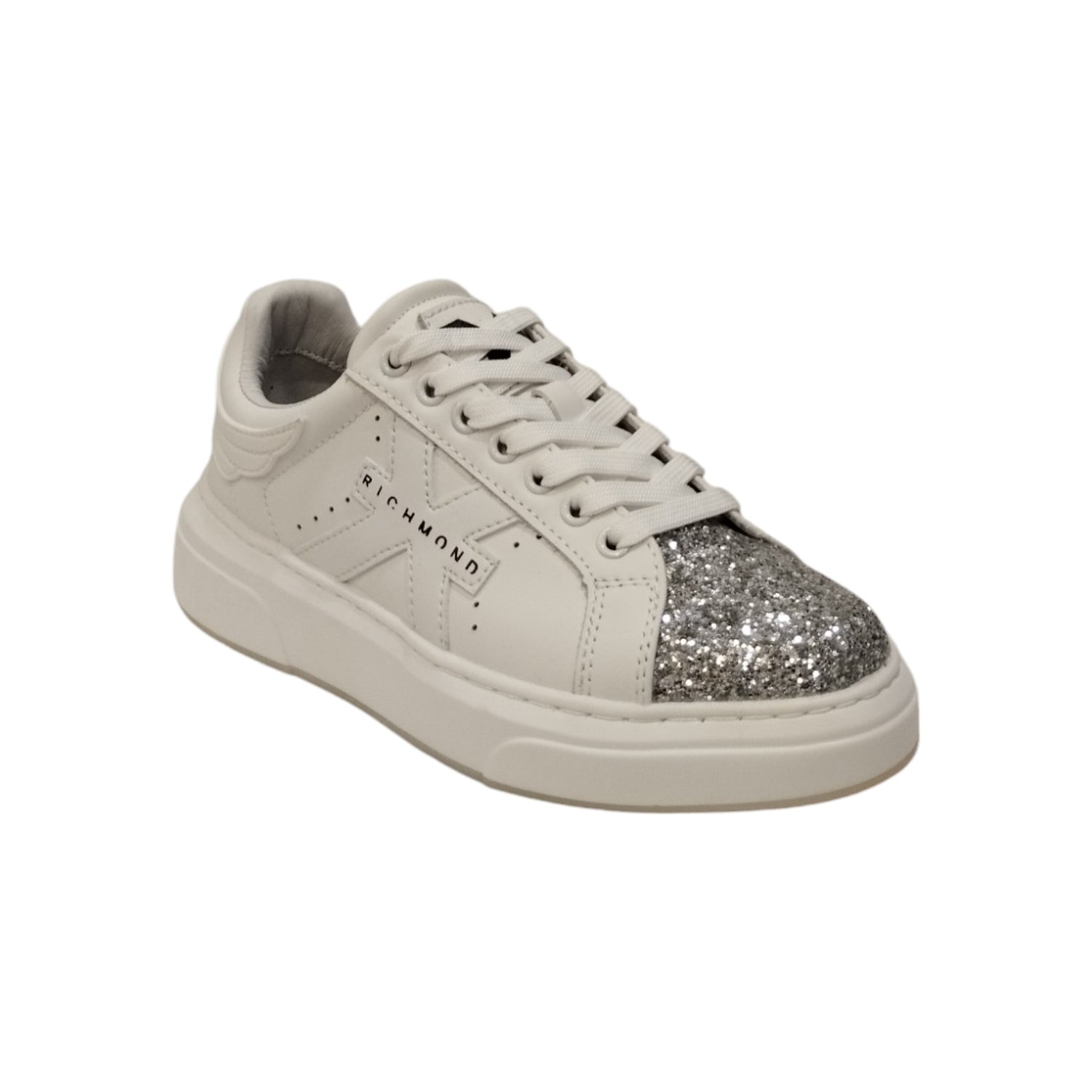 Richmond Sneakers Bianca con Strass Argento da Donna