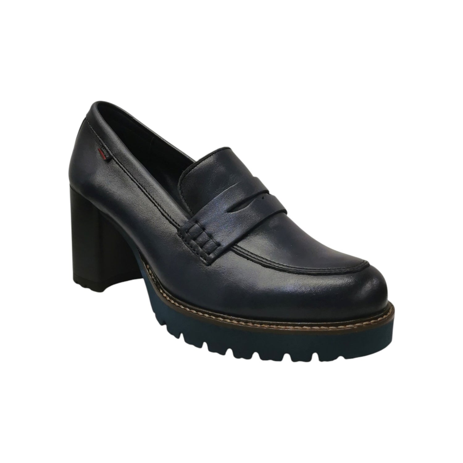 Callaghan Mocassino Donna in Pelle Blu con Tacco Largo Alto 80mm