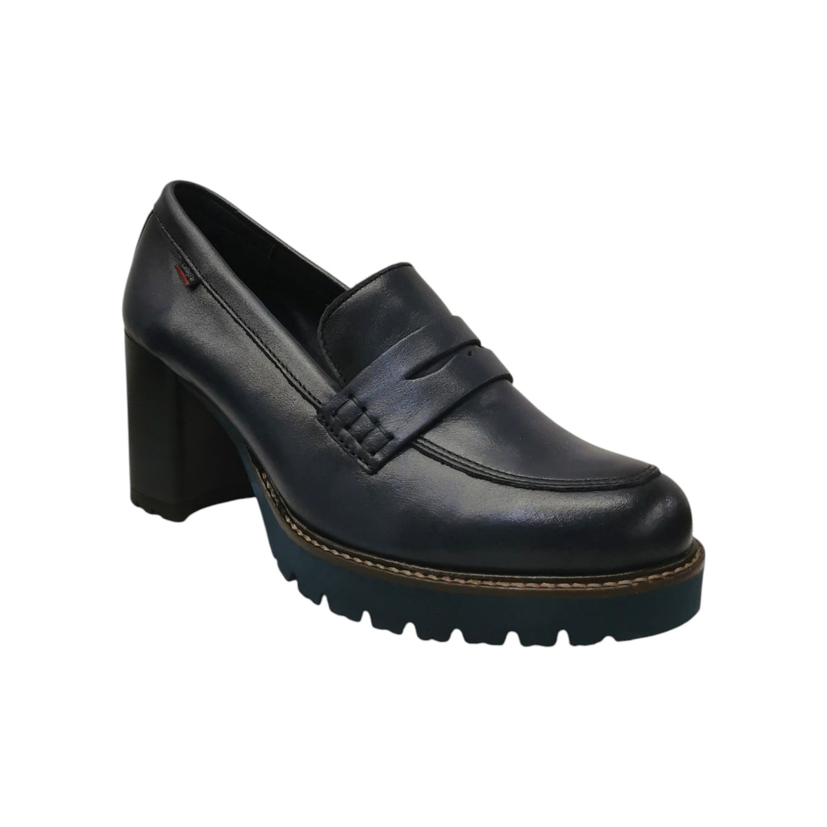 Callaghan Mocassino Donna in Pelle Blu con Tacco Largo Alto 80mm
