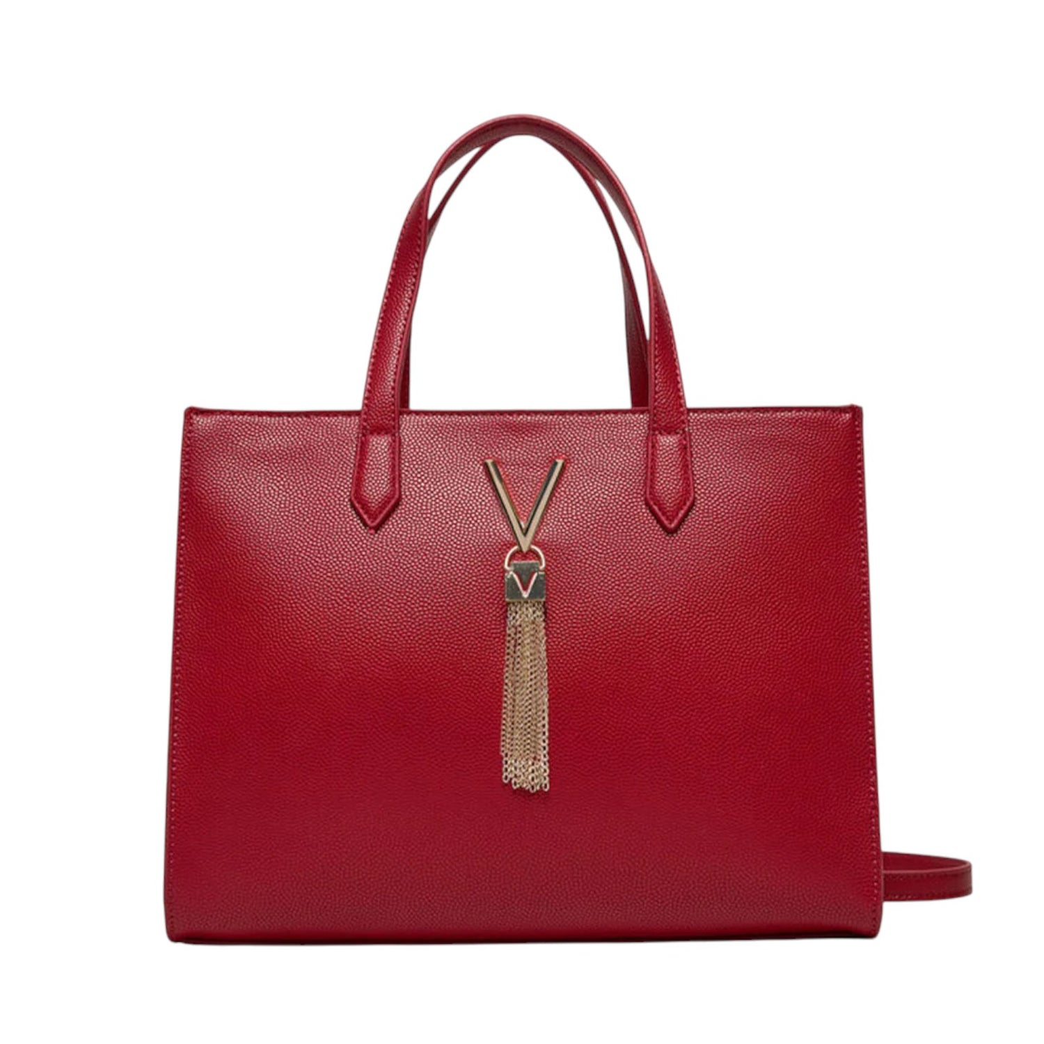 Mario Valentino Borsa a Spalla Donna in Ecopelle Martellata Rosso Scuro con Tracolla e Ciondolo