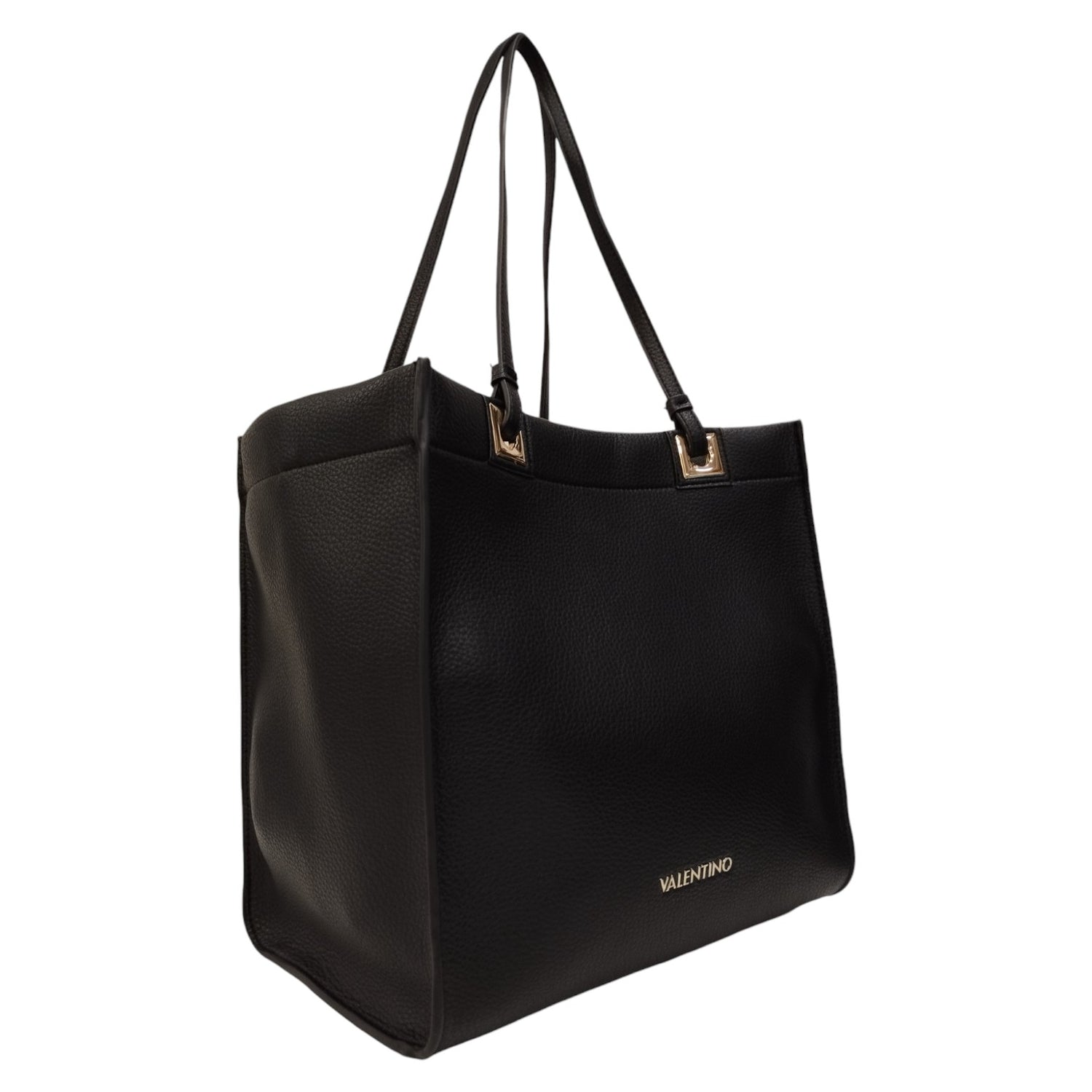 Mario Valentino Shopper Donna in Pelle Sintetica Nera con Pochette Interna e Chiusura con Bottone