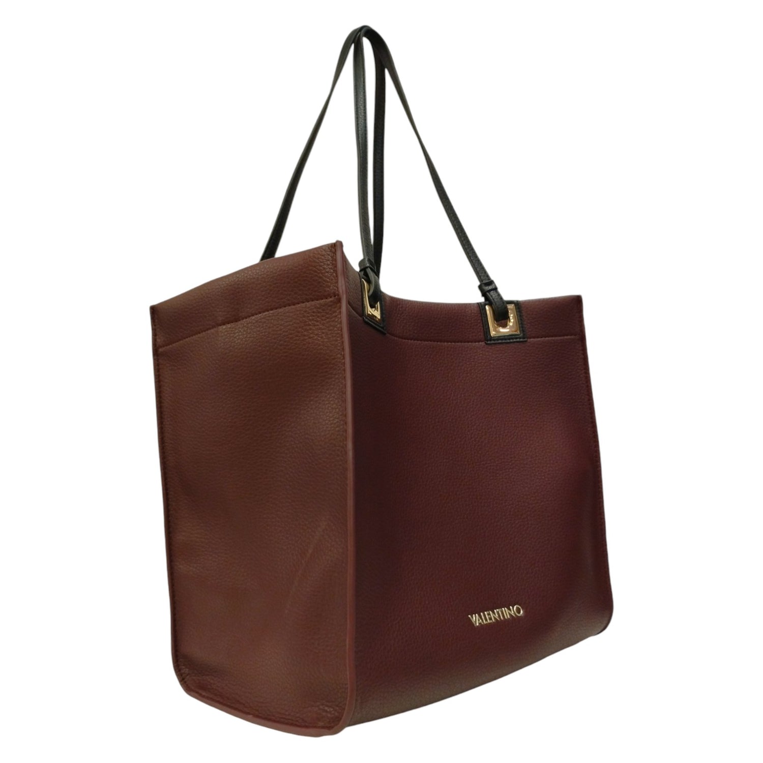 Mario Valentino Shopper Donna in Pelle Sintetica Vinaccia con Pochette Interna e Chiusura con Bottone