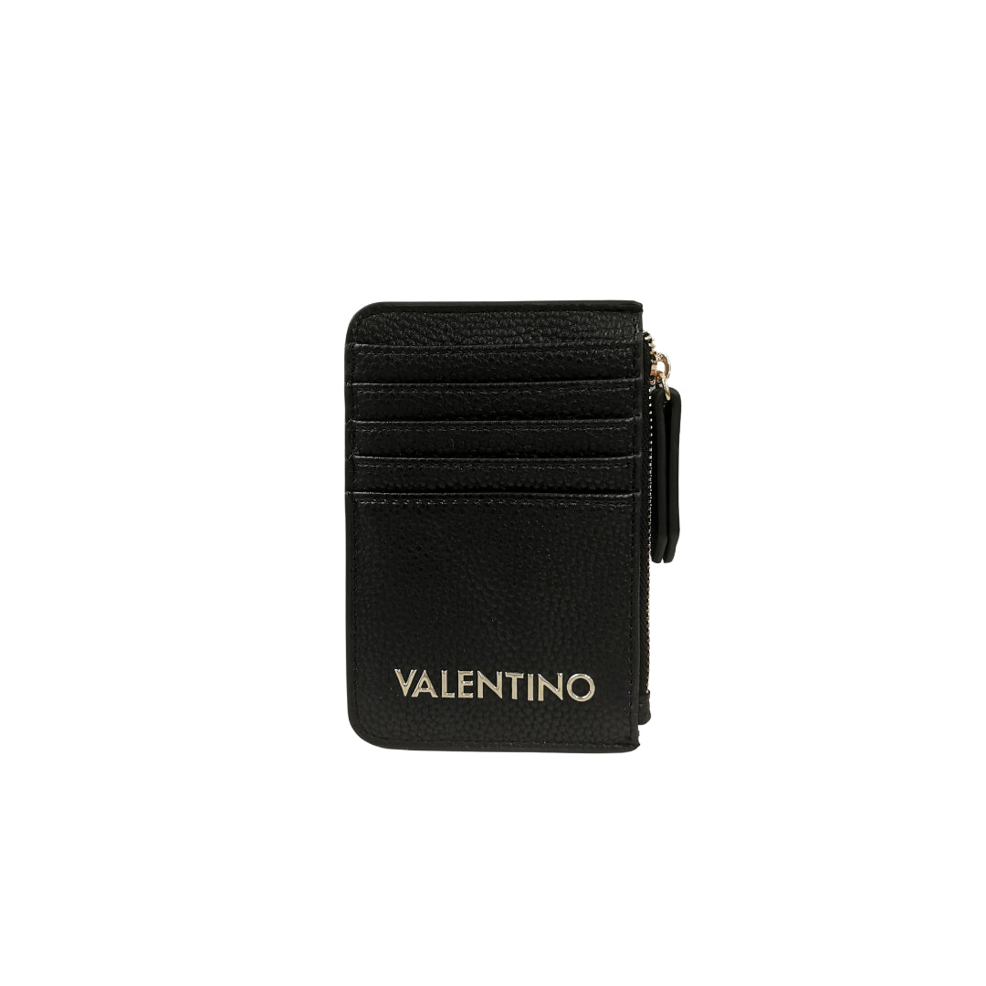 Mario Valentino Portacarte Nero Donna con Logo Lettering Oro