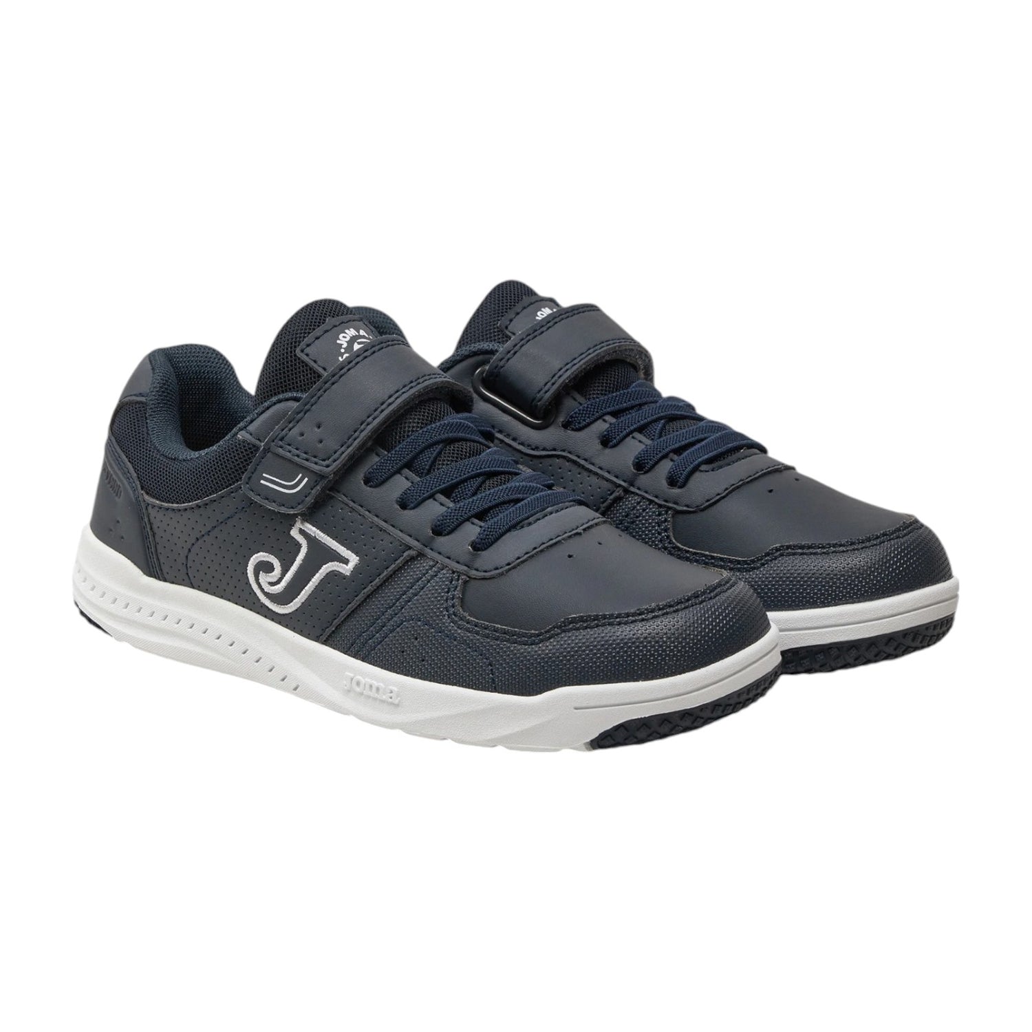 Joma Sneakers Bambino in Ecopelle Blu con Strappo e Inserto Bianco