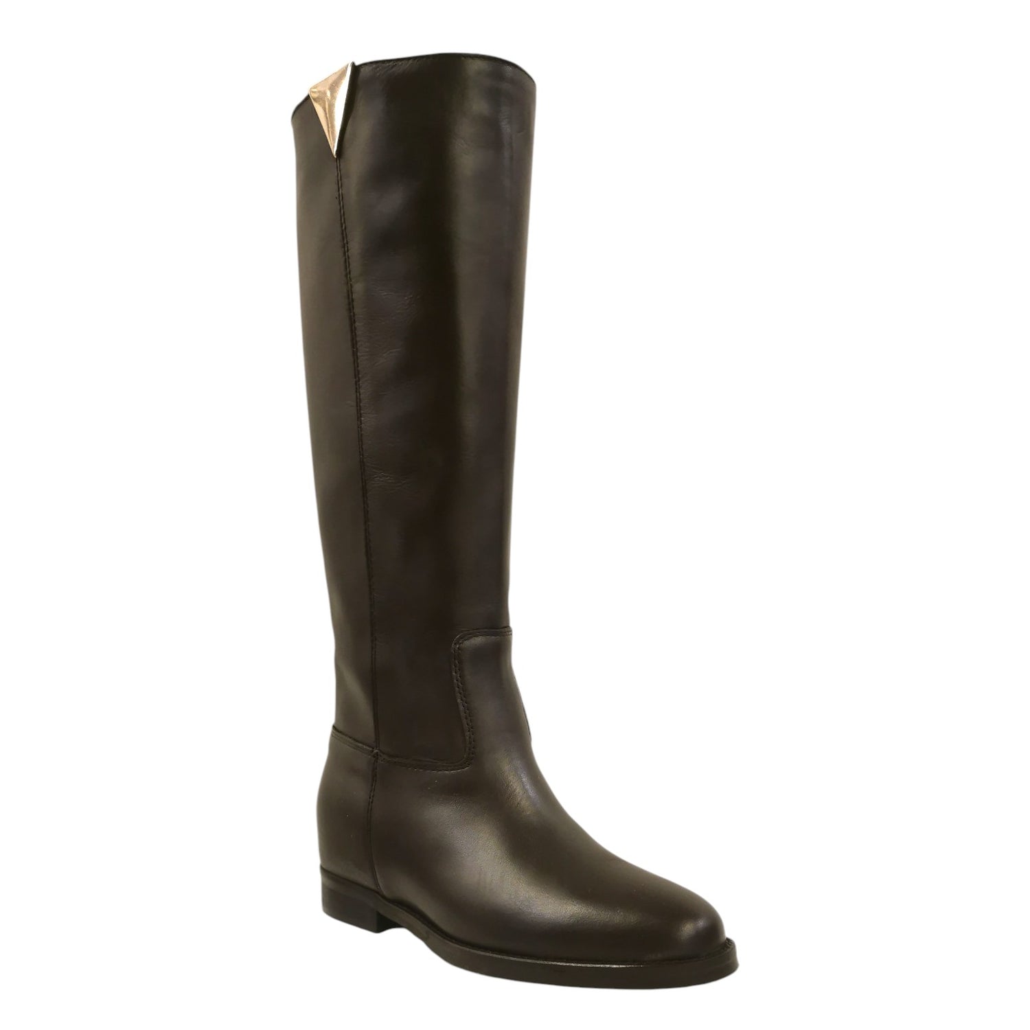 The Icona Stivale Alto Donna in Pelle Marrone con Tacco Largo Alto 20mm