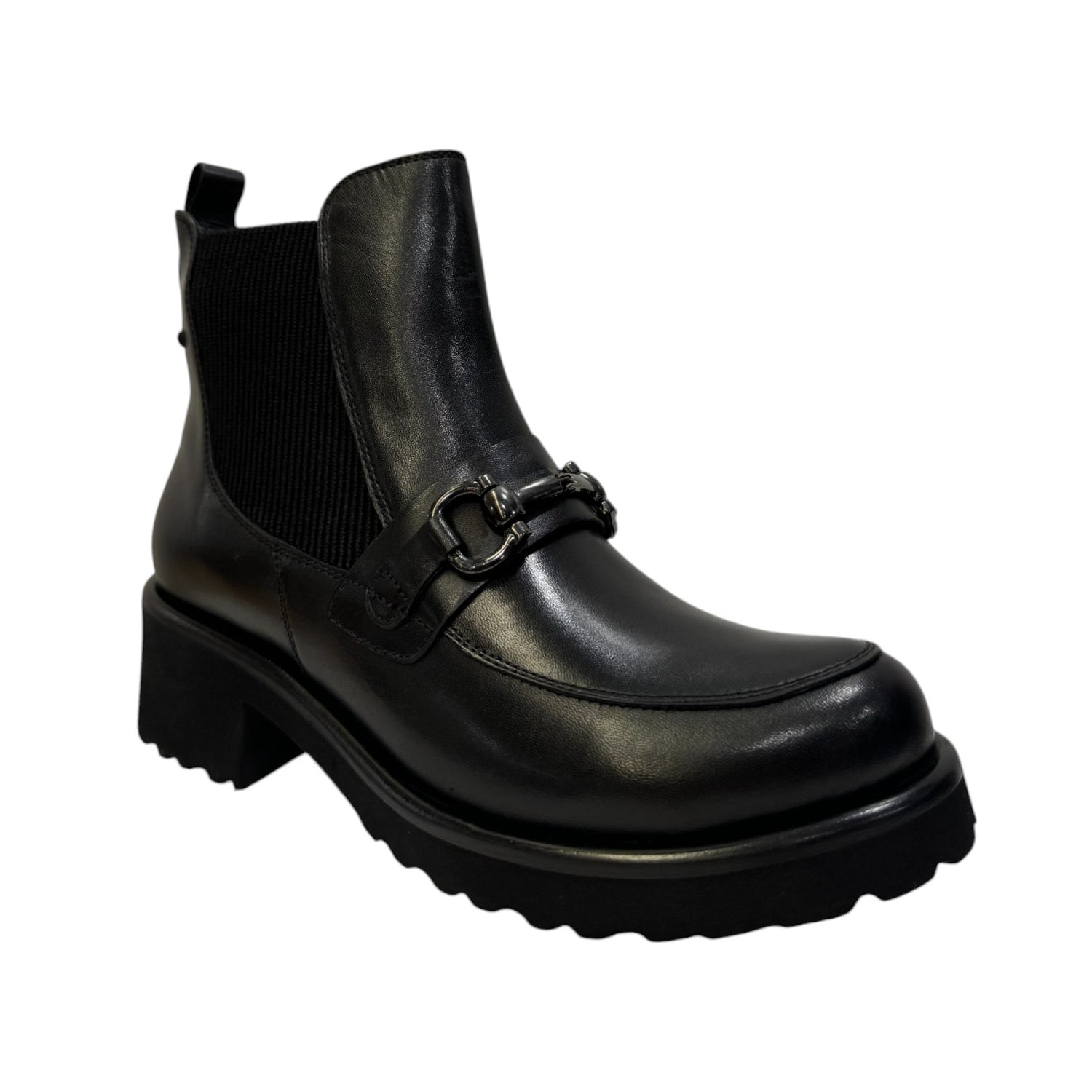 Valleverde Stivaletto Nero in Pelle con Morsetto t.5