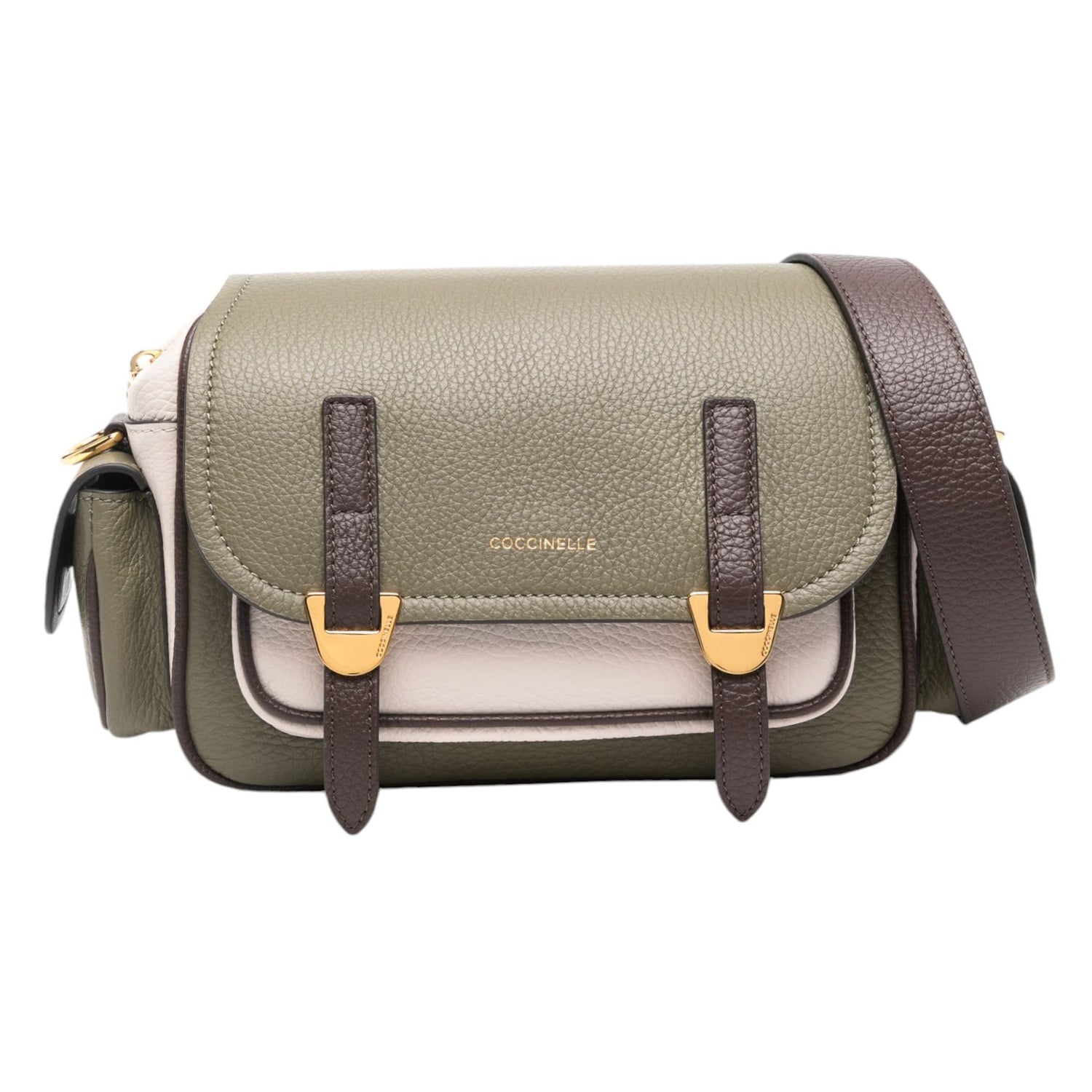 Coccinelle Tracolla Verde Beige Linea Campus in Pelle da Donna